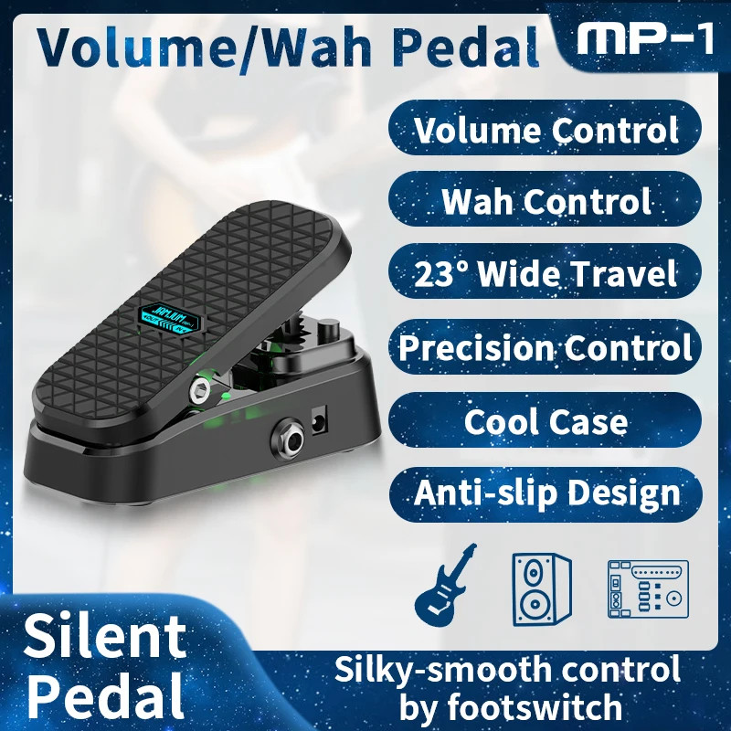 Wah Volume Pedal with Silent Slide, Non-Slip Design, and No Power Required for G