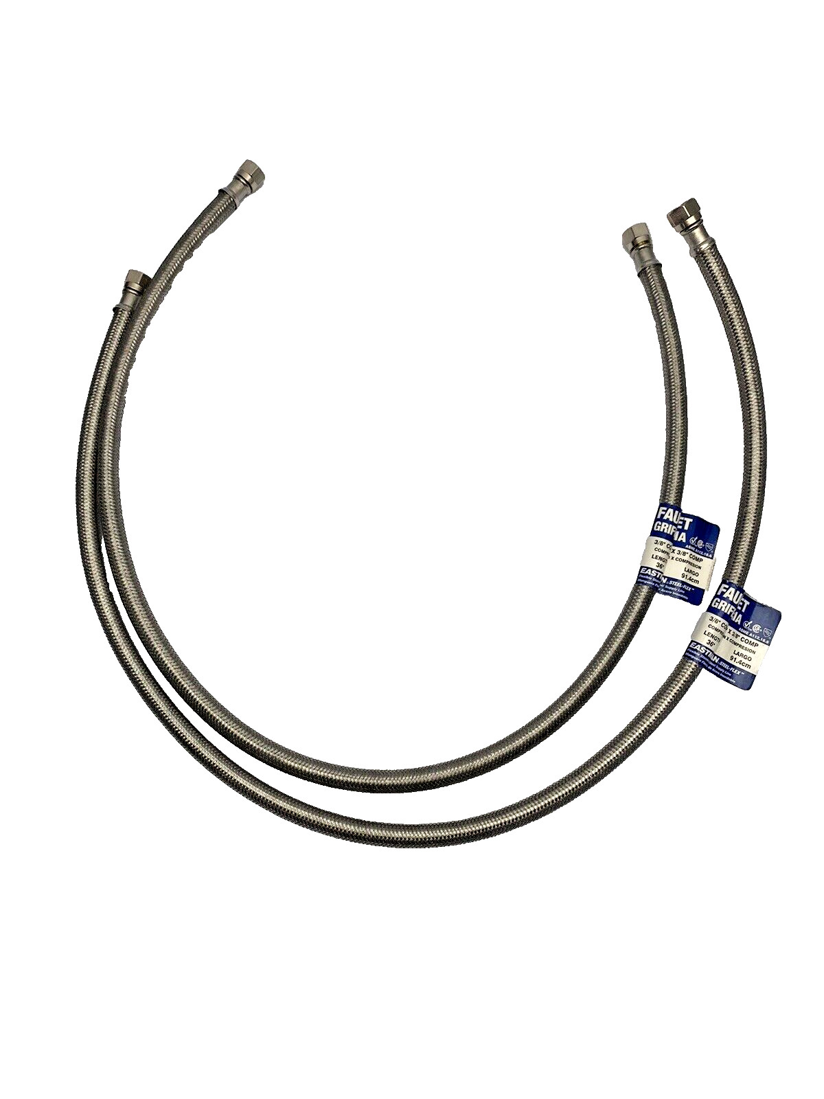 Lot Of 2, 48078 Eastman, Braided SS Faucet Connector, 3/8" X 3/8" COMP, 36" Leng