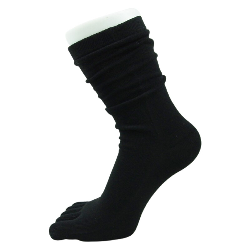 Women Five Finger Long Tube Socks Solid Color Toe Separated Cotton Hosiery