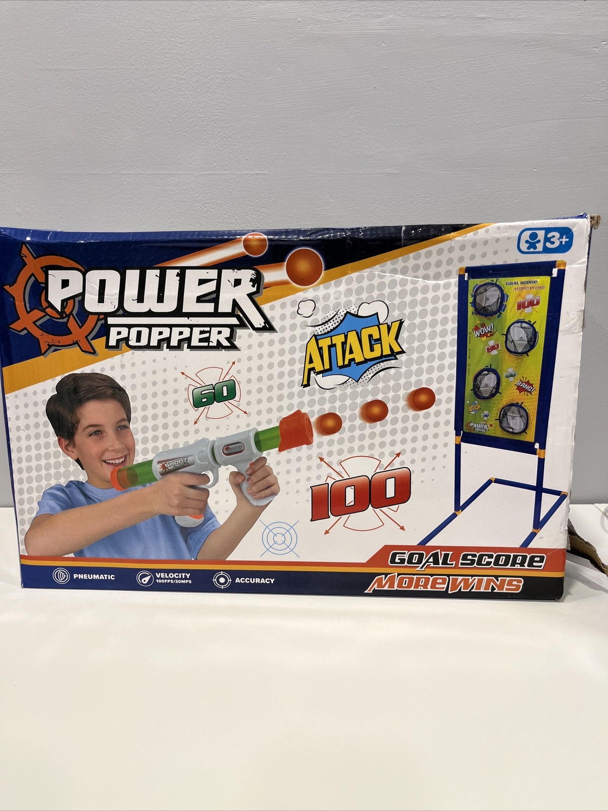 Shooting Game Toy Boys & Girls 2 Air Power Popper Toy Guns with standing goal.
