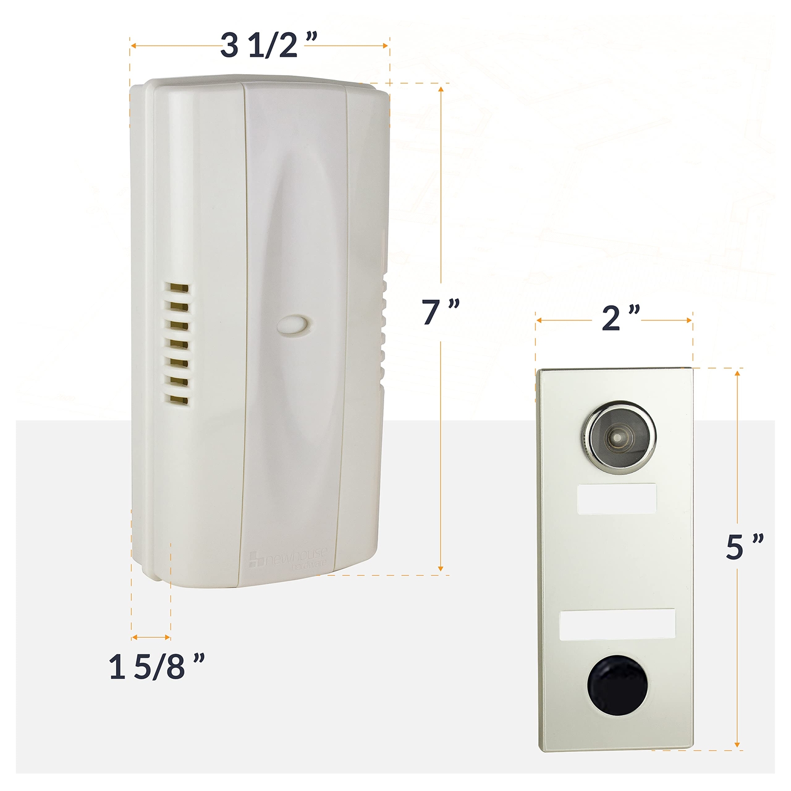 2-Note Mechanical Door Bell Chime with Button and Viewer, Silver
