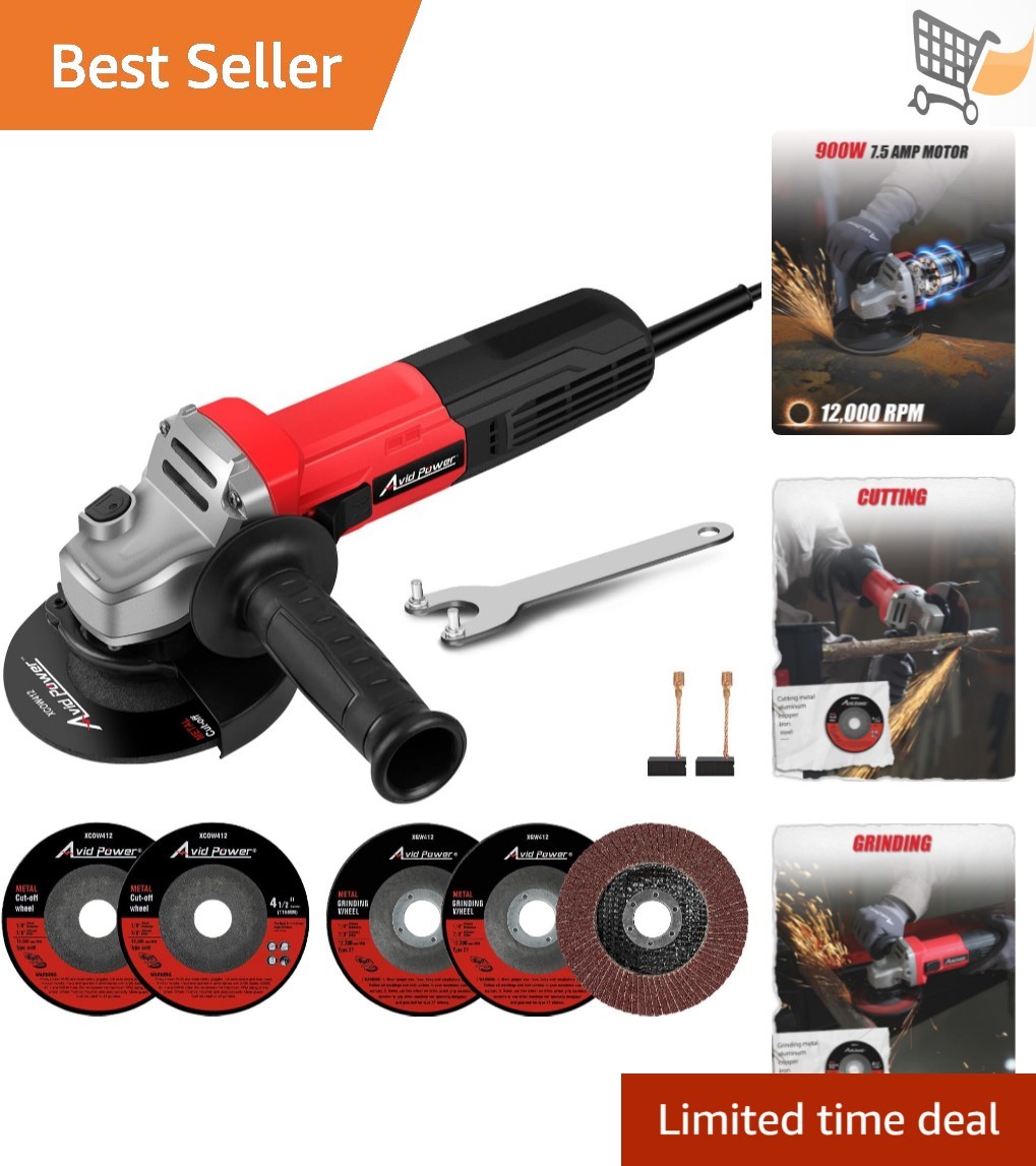 Angle Grinder 7.5-Amp Electric Power Tool with Cutting Wheels Polishing Rust ...