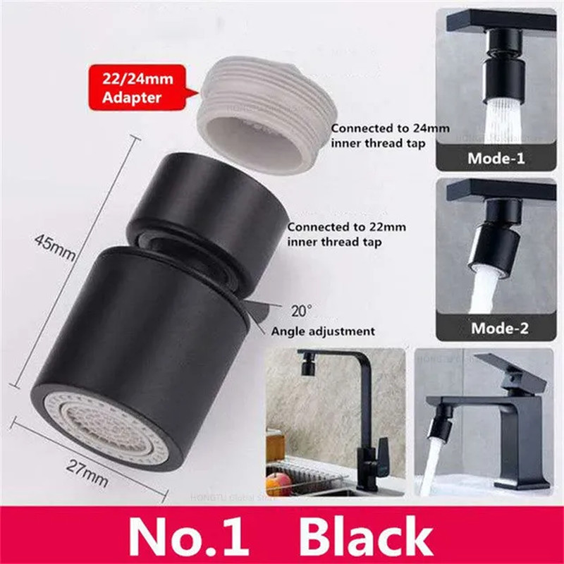 360° Rotary Kitchen Faucet Spray Head Filter Washbasin Splash Proof Adapter 2 Mo