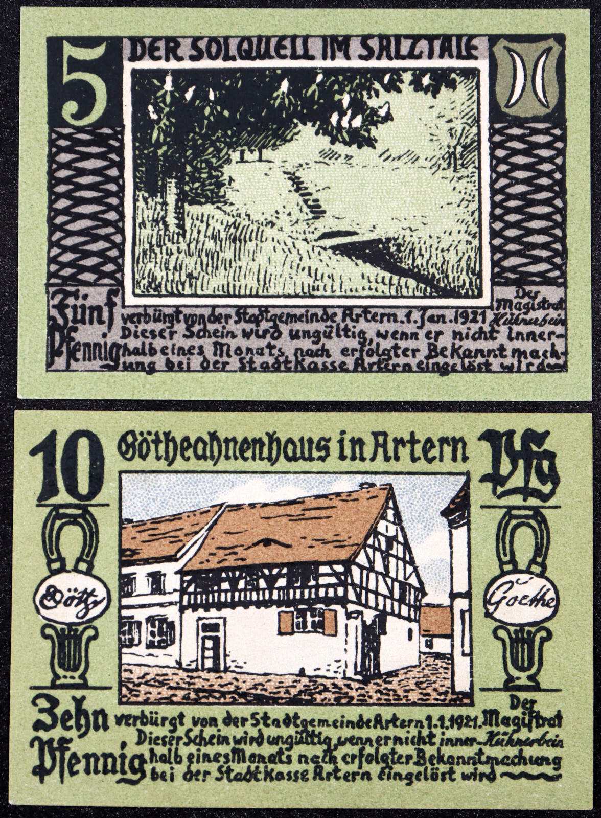 ARTERN 1921 "Goethe's Ancestral Home" Complete Set German Notgeld