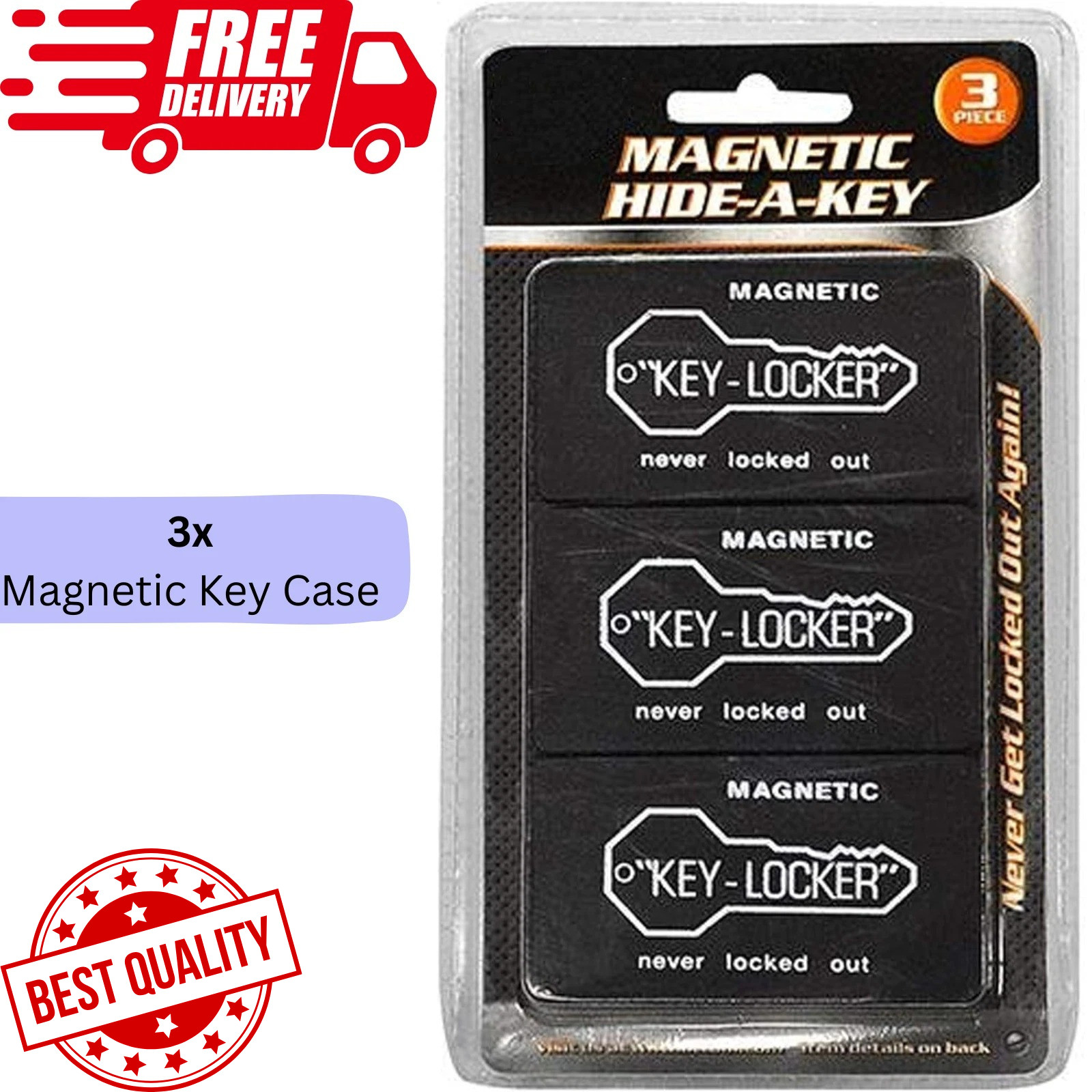3x Magnetic Key Case Holder Sticks To Car Hide A Spare Key Storage Safe Hideakey