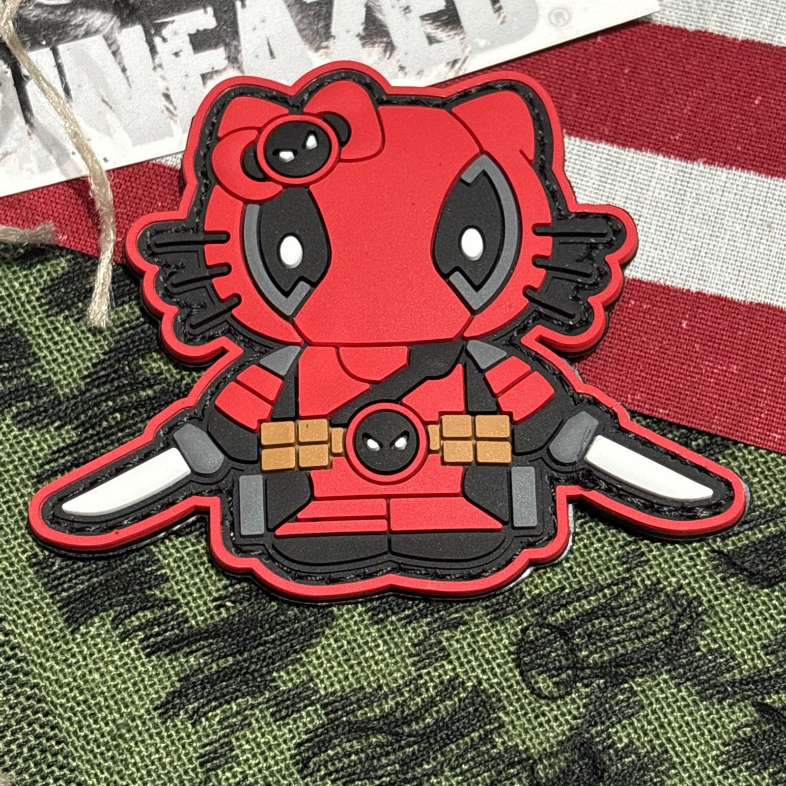 PvC 3D Hello Kitty Style Deadpool Hook And Loop Patch High Quality 3d