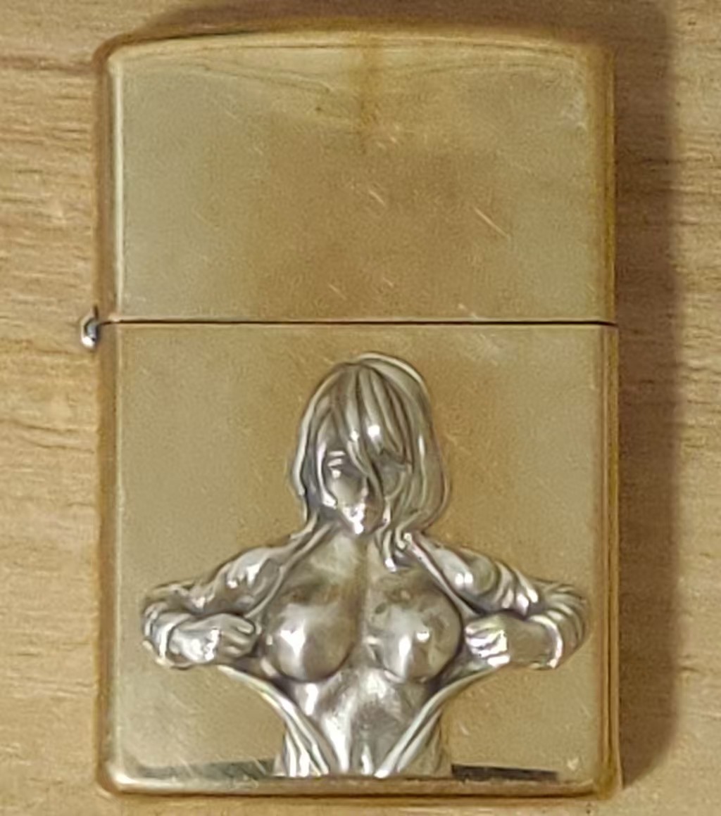 1 piece Lighter accessories Brass Sexy busty girl Statue DIY sticker