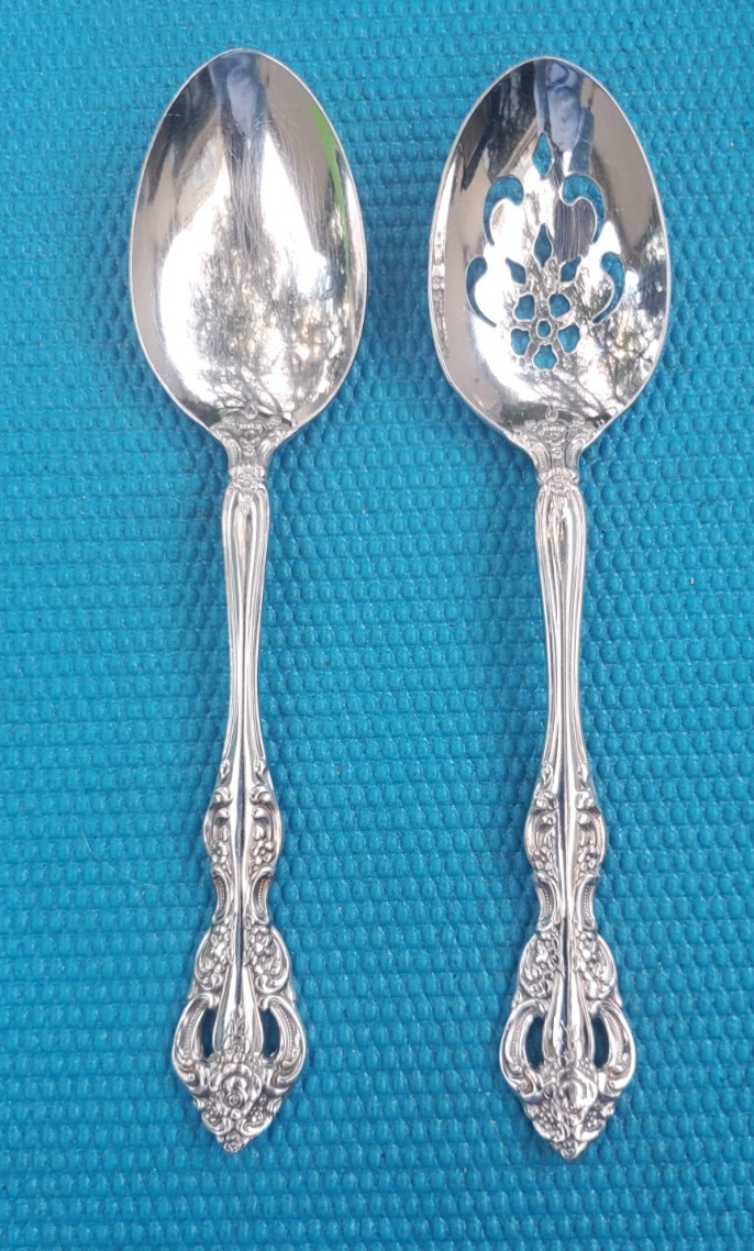 Oneida MICHELANGELO Stainless Solid & Pierced Serving Spoons Cube Mark