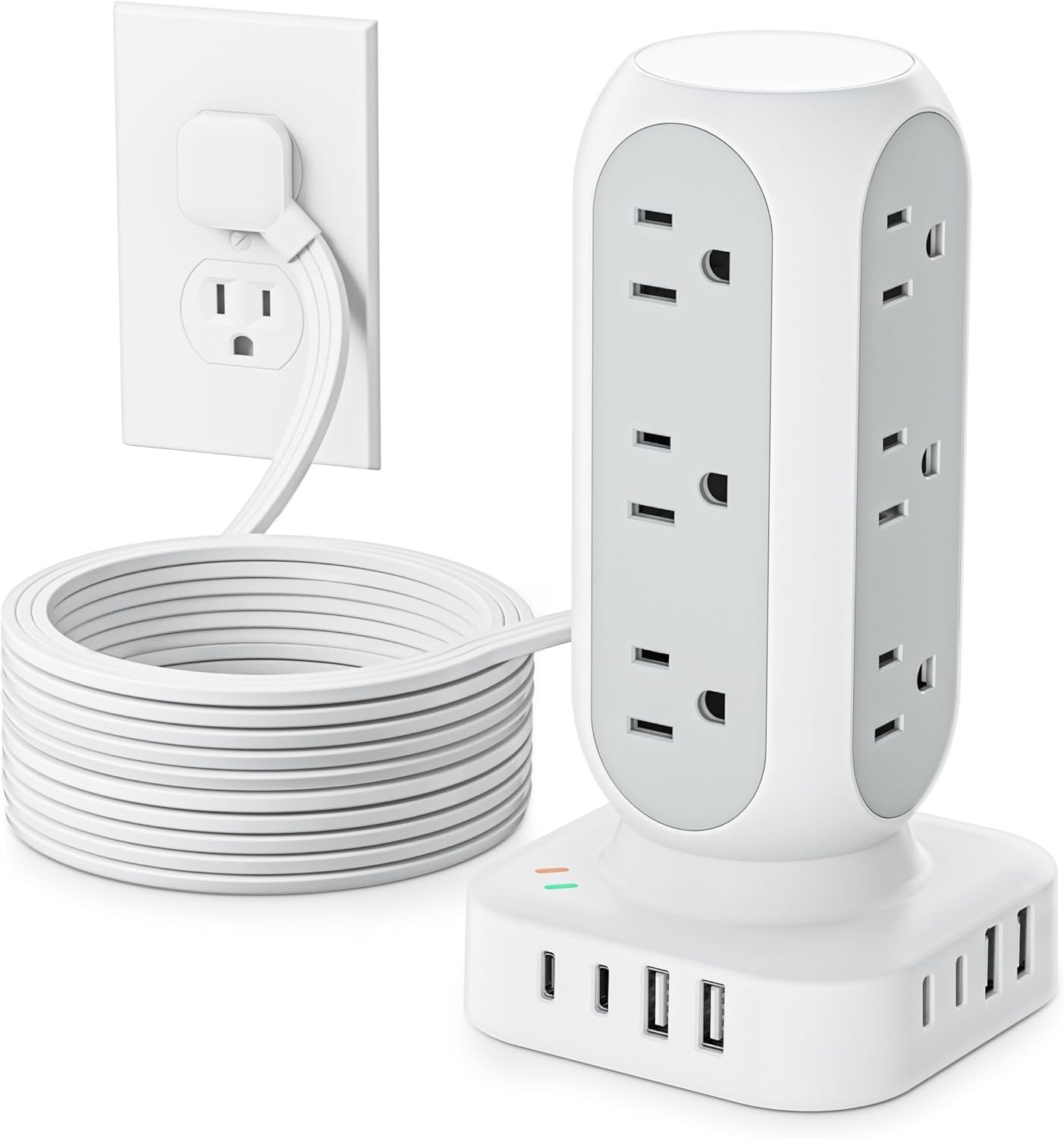 Lightweight Surge Protector with Multiple Outlets and USB Ports for Easy Access