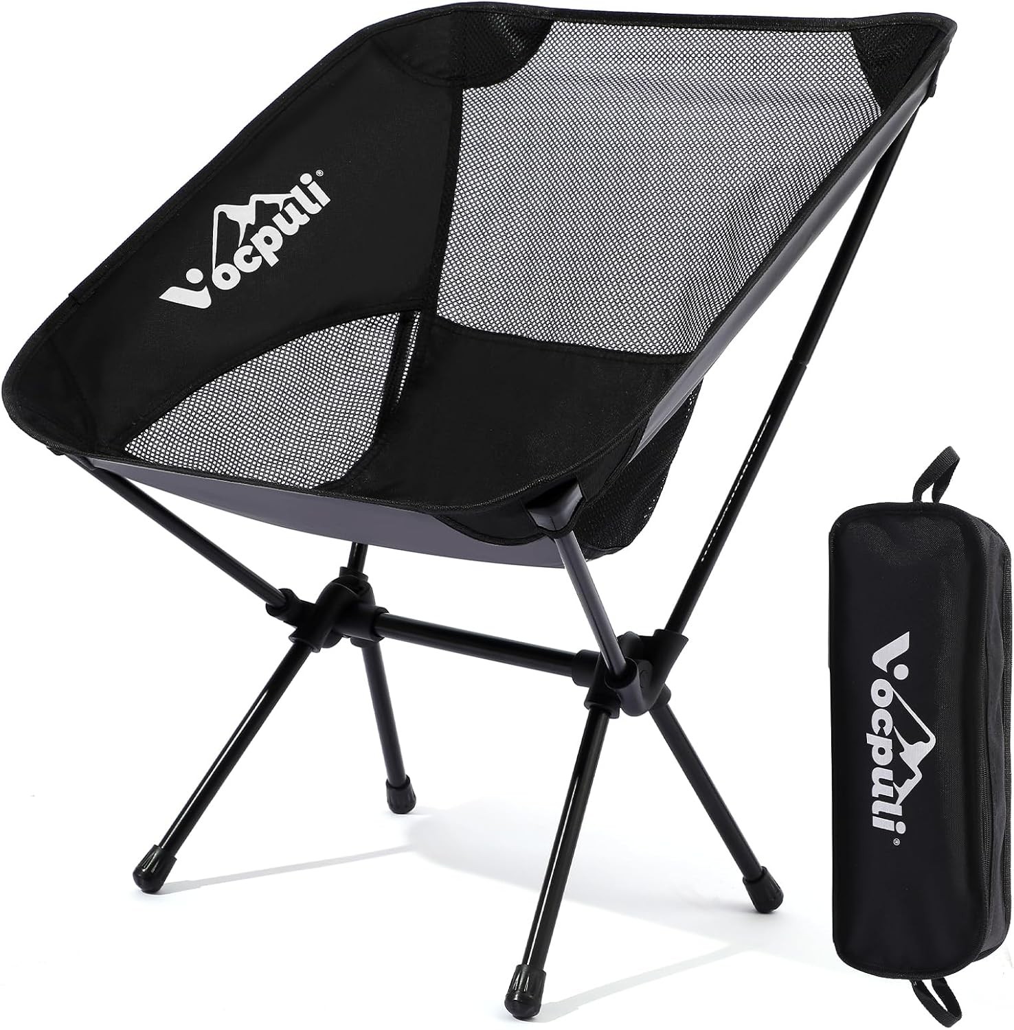 330 lbs Capacity Lightweight Folding Camping Chair, Portable Black