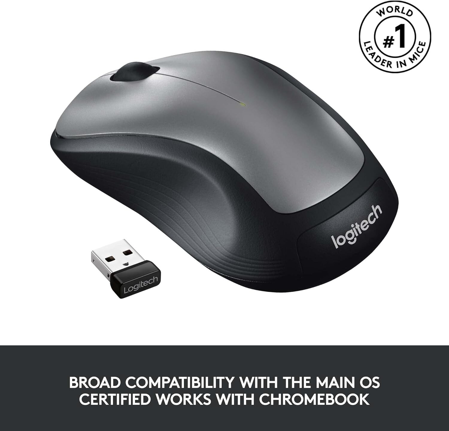 Logitech M310 Wireless Ambidextrous Optical Mouse w/ USB Receiver PC/MAC Silver