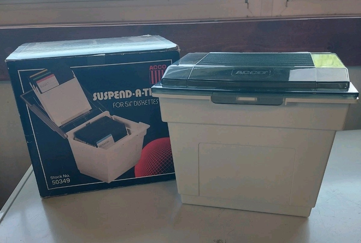 NOS ACCO Suspend A Tray For 5 1/4" Diskettes Organizer Filing Vintage Plastic