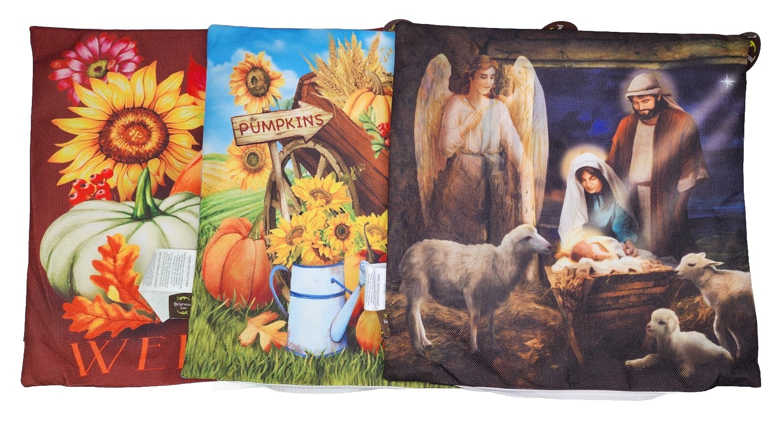 Set of 3 Briarwood Lane Christmas Thanksgiving Pillowcases 17.3 In X 17.3 In