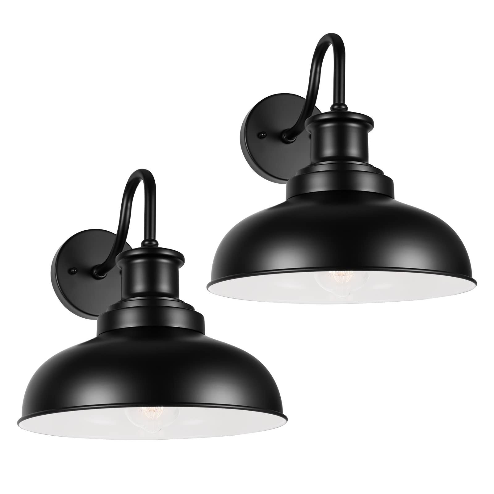Diyel Outdoor Barn Lights 02RZ007-2 PACK(Not Dusk to Dawn), Black+White
