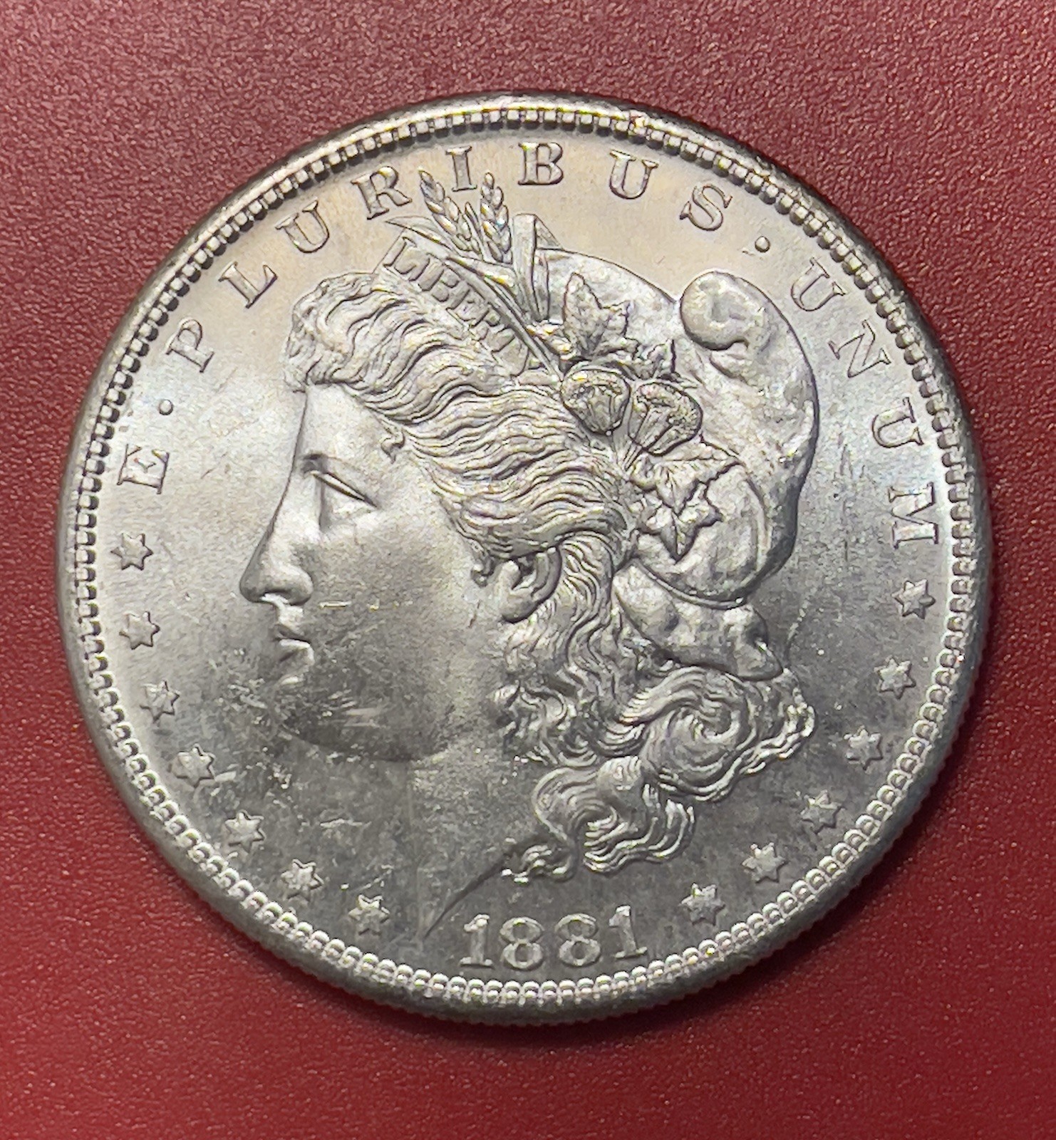 1881 S Morgan Silver Dollar, Choice to Gem Uncirculated.