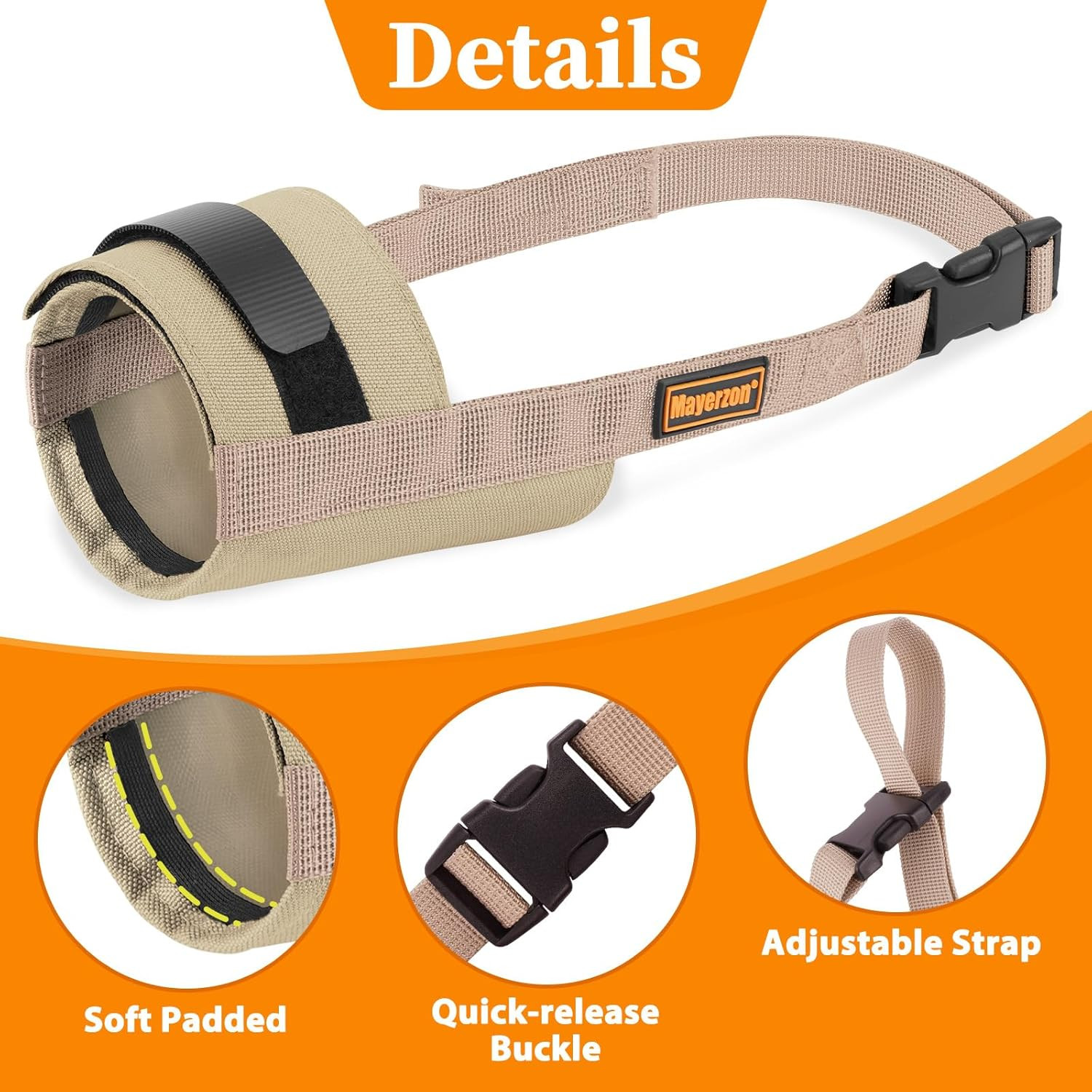 Dog Muzzle for Large Medium Small Dogs, Adjustable Fit, Soft & Sturdy Fabric, Pr