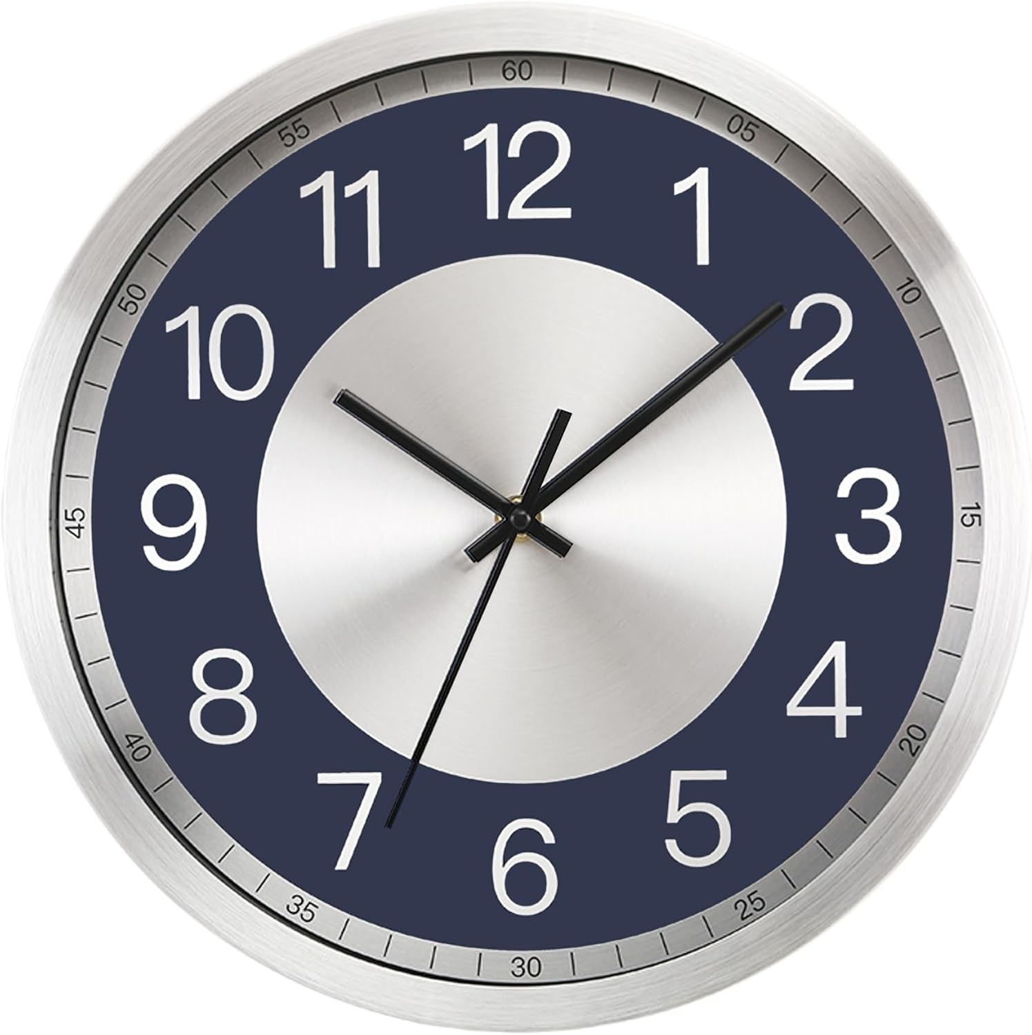 Silent Wall Clock Battery Operated,Modern Metal Wall Clock Decorative for Living