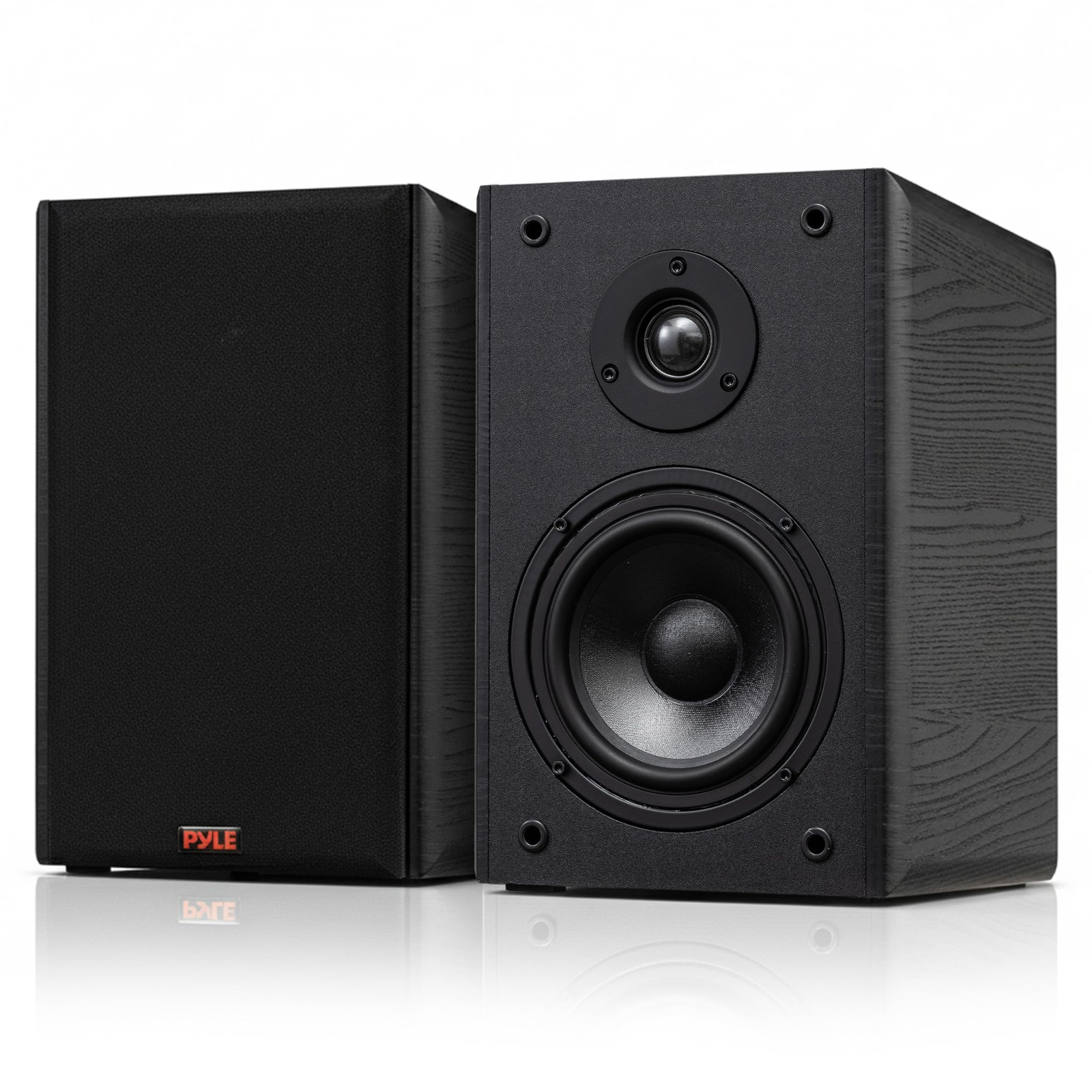 Pyle 6.5” 2-Way HiFi Home Theater Wired Bookshelf Speakers - Pair - Black
