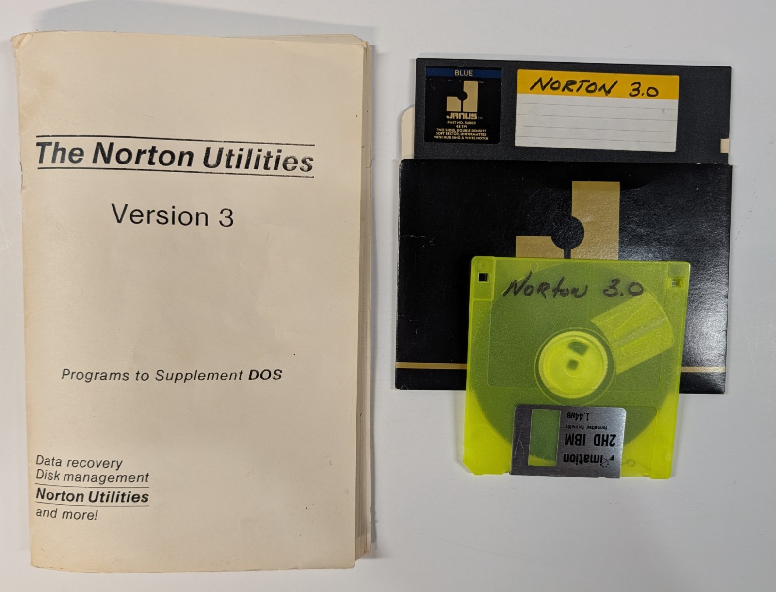 Vtg Norton Utilities Version 3 DOS Manual + 5.25" & 3.5" Disks - TESTED & WORKIN