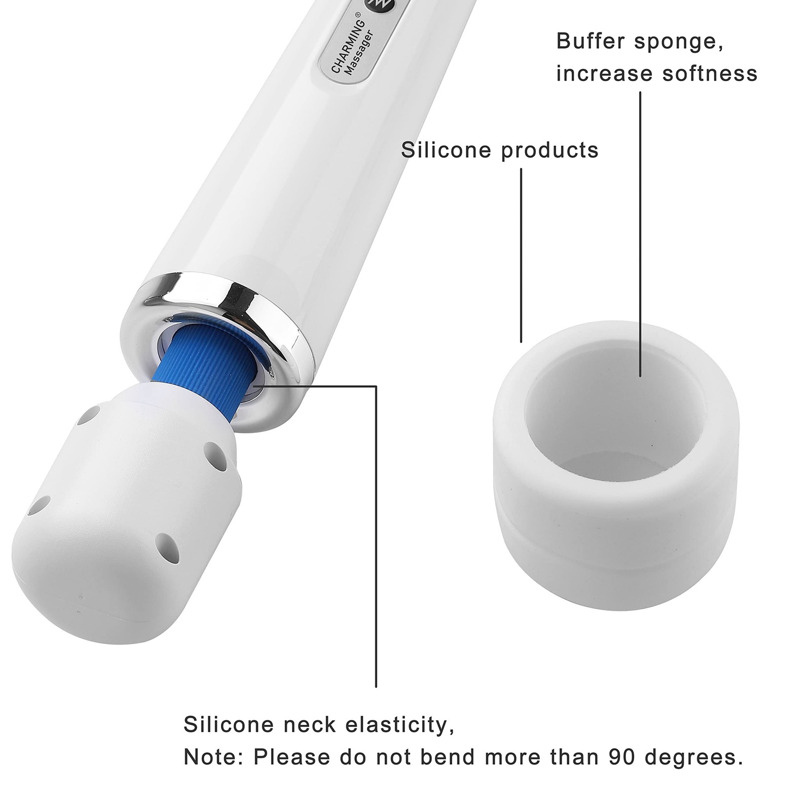 CHARMING 10 Speeds Wired Handheld Back Massager White