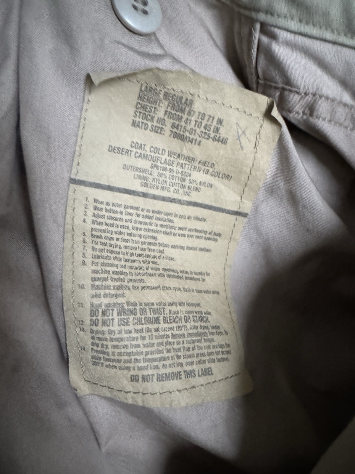 Large Regular 1996 3 Color Desert Camo M65 Field Coat Jacket