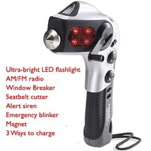 7-in-1 Emergency Tool Car Window Breaker Seatbelt Cutter Radio Flashlight Siren