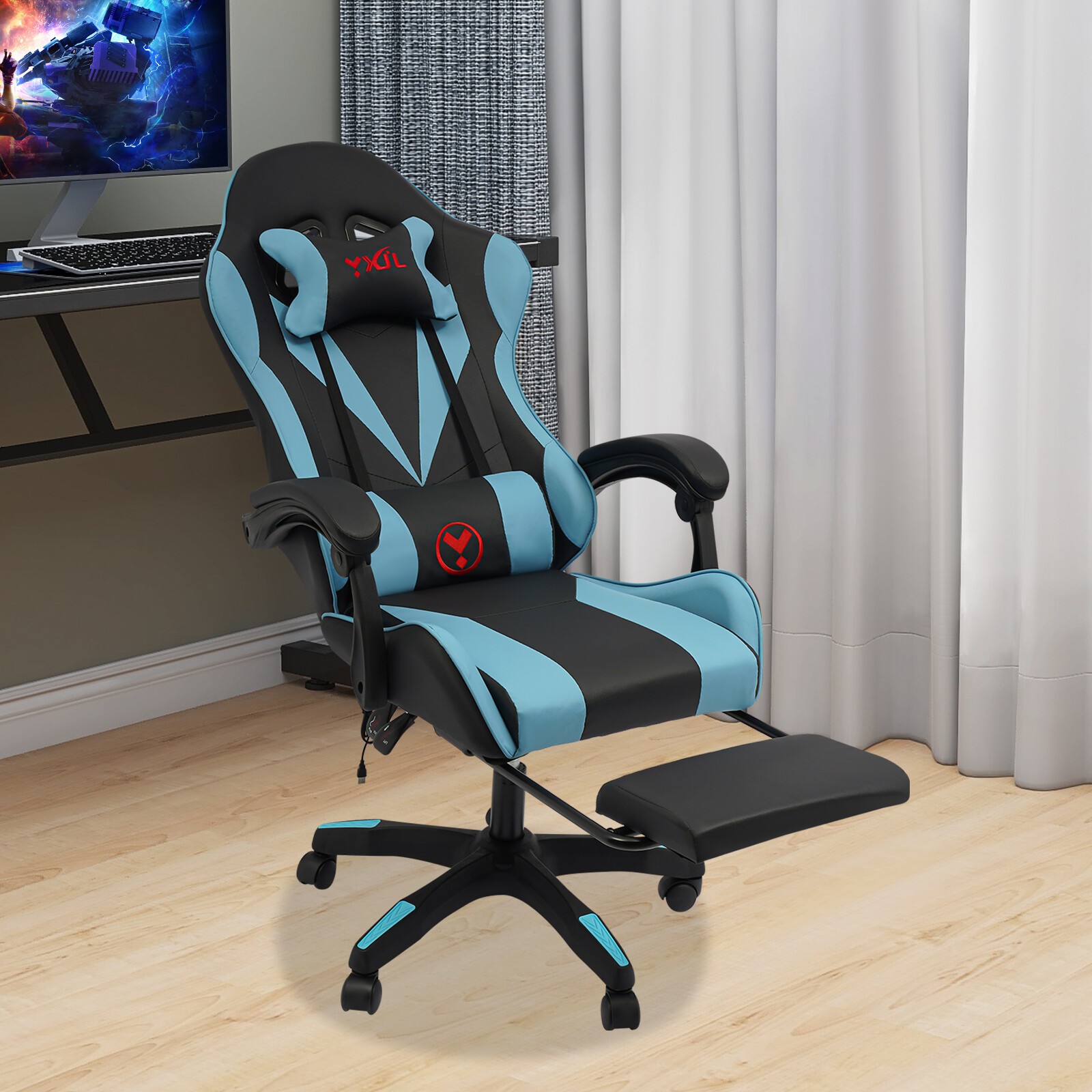 Gaming Chair Adjustable Swivel Task Chair Ergonomic Computer Chair 60kg/132lbs