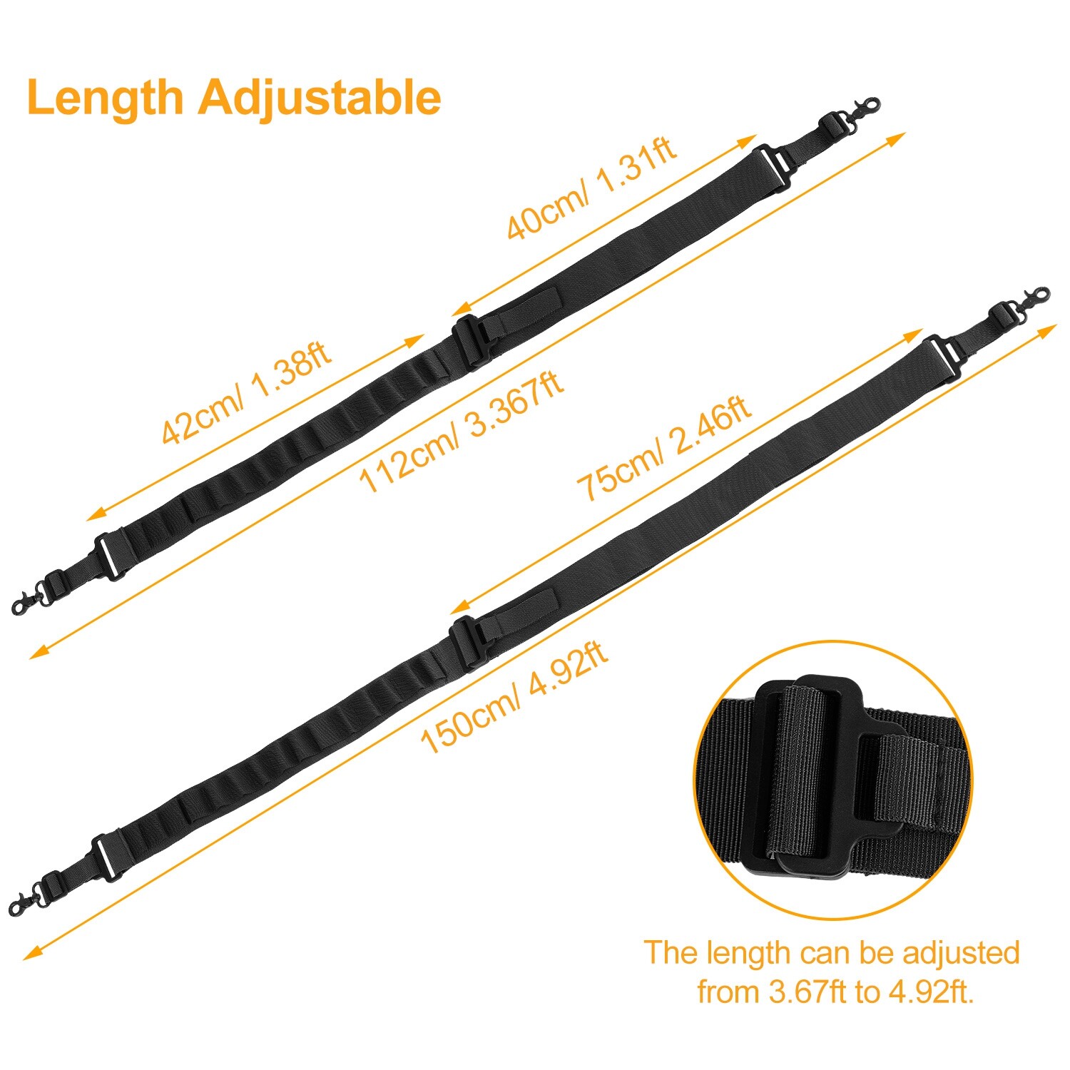 Tactical Two Point Sling Strap Rifle Gun Sling Shoulder Strap with 2 QD Buckle