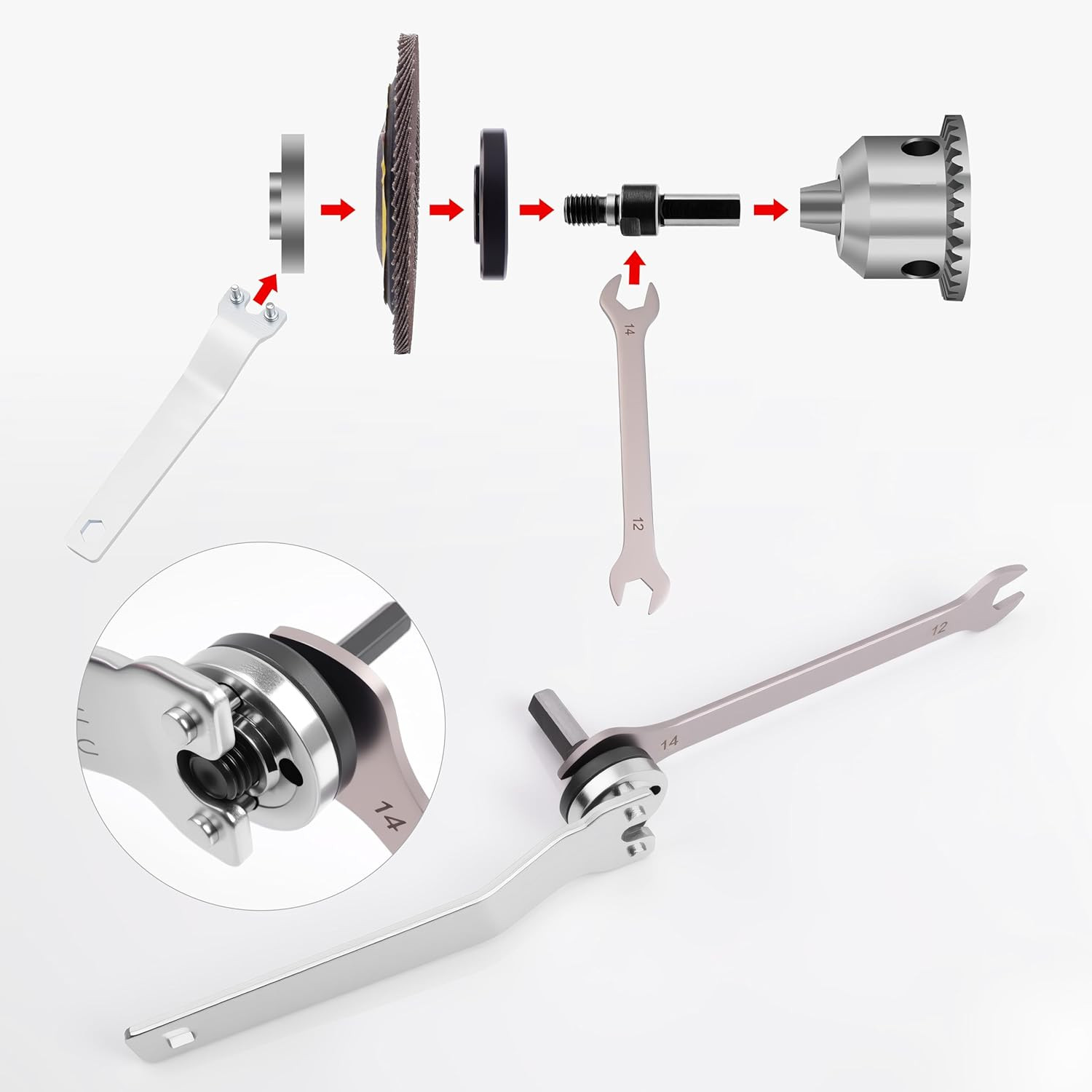 Drill to Angle Grinder Adapter Kit, 10mm & 6mm Arbor Mandrel with 2 Spanner W...