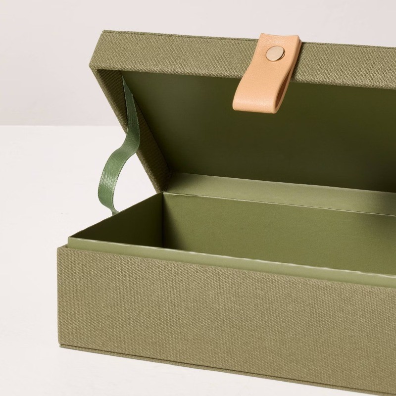Medium Desk Storage Lidded Fabric Box Green
