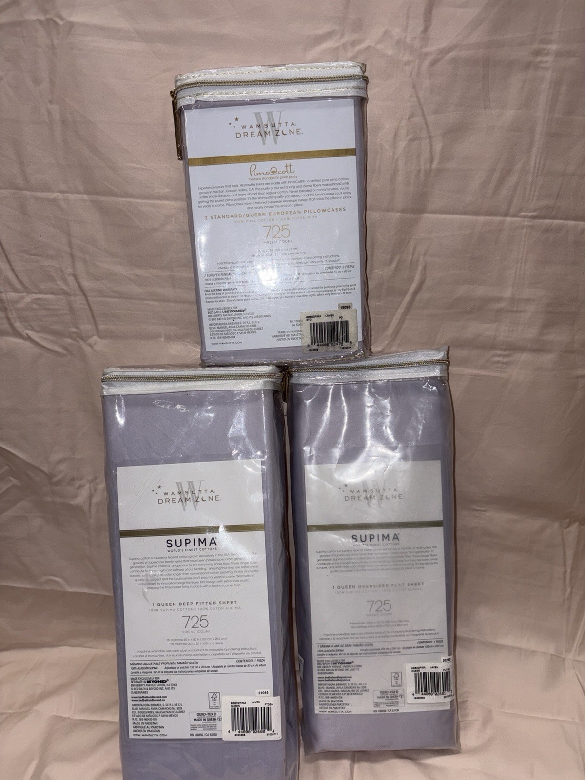 RARE BNWT WAMSUTTA DREAM ZONE 725 THREAD COUNT LAVENDER QUEEN SHEET SET
