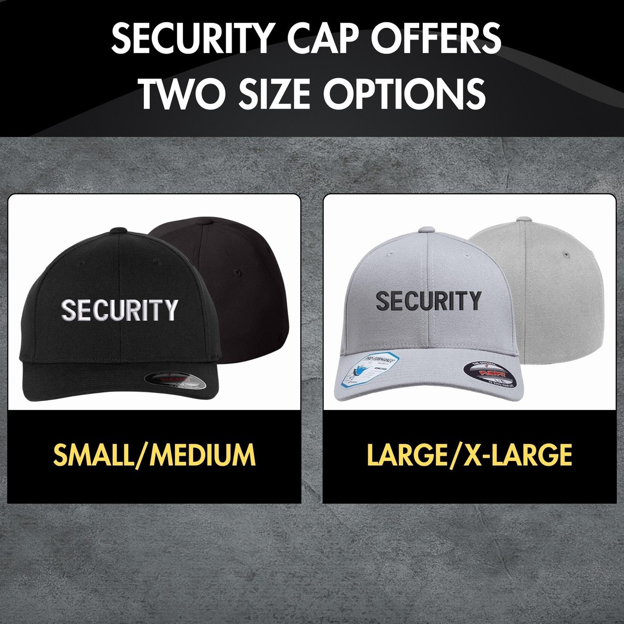 SECURITY Fitted Baseball Hat Uniform Guard Officer Pro-Formance Flexfit Cap