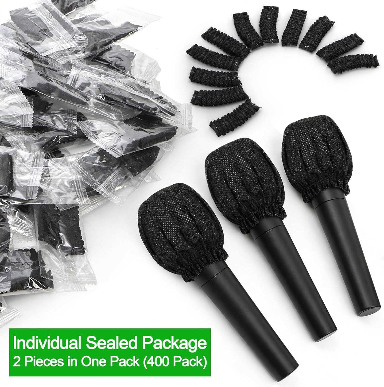 800 Pcs Microphone Cover Disposable Non-Woven Mic Covers Individually Wrapped Mi