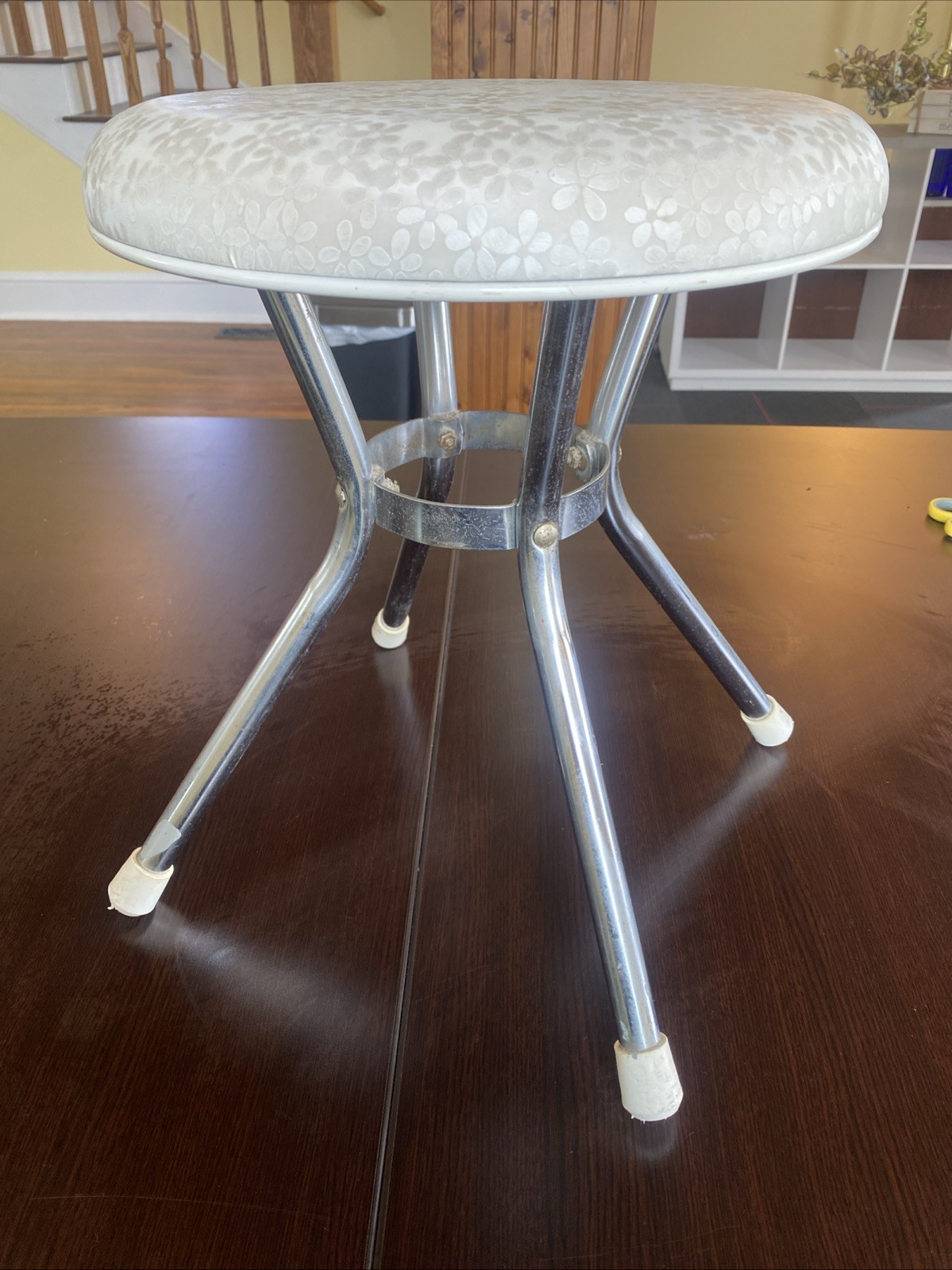 Vintage Mid Century Cosco Retro Chrome Vanity  Stool