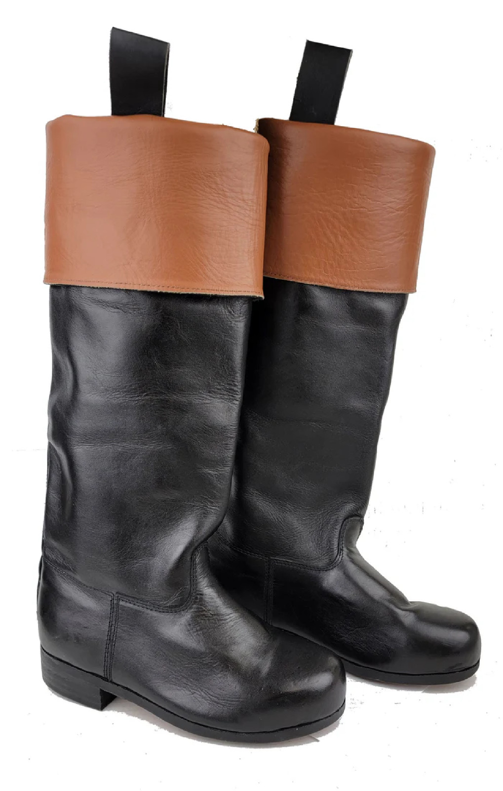 Handmade Revolutionary War Napoleonic Western Boots | Black Leather Historical