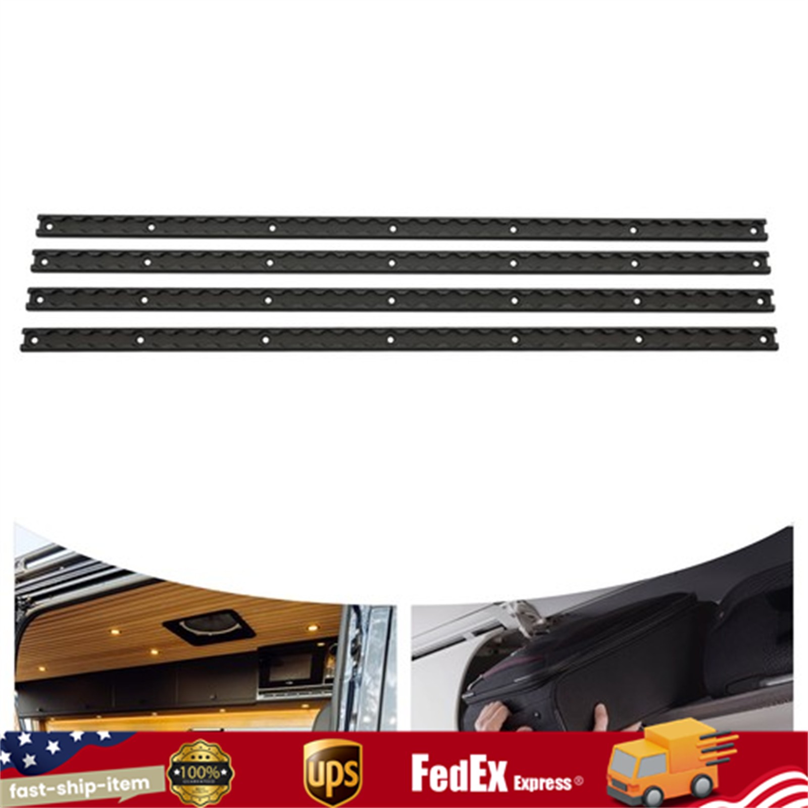 3FT L-Track Rail Black L-track Rail for Truck and Trailer, 4PCS Truck Bed Rails