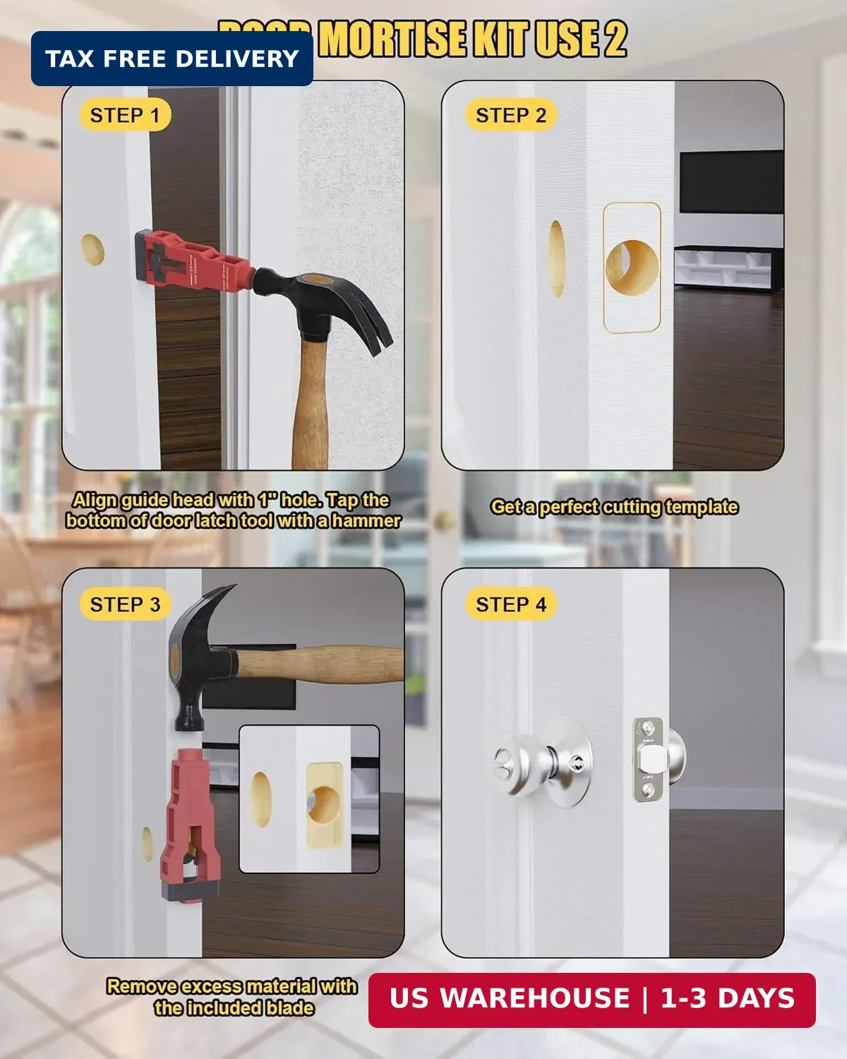 Door Latch Installation Kit, Precision Scoring and Chiseling Door Latch Mortise