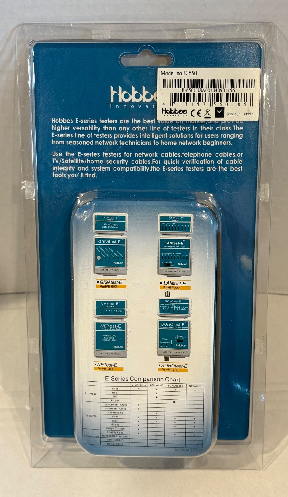 Hobbes GIGAtest-E-650 Cable Checker 10 100 1000 Compact Basic Network Tester