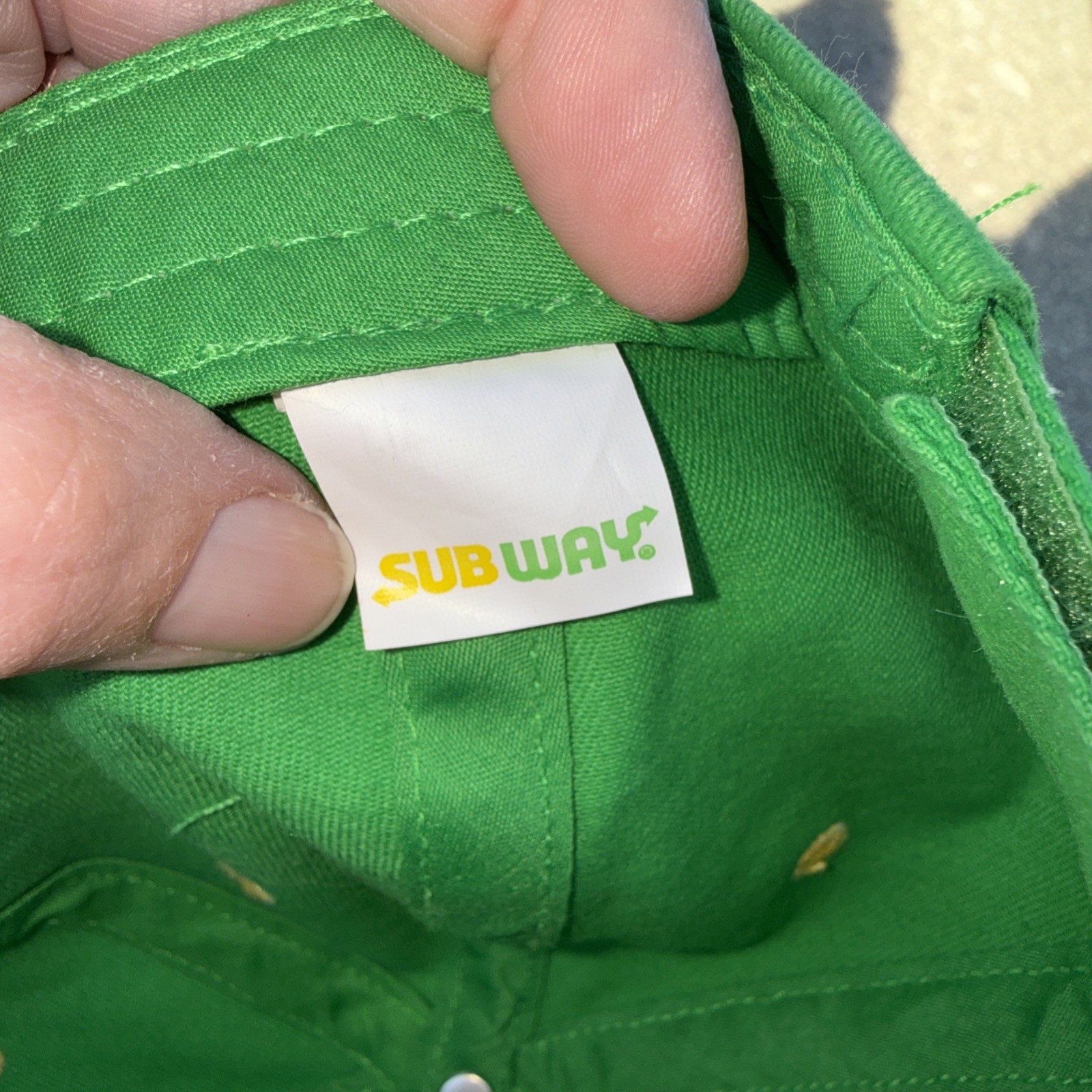 Subway Green hat Cap W Logo Yellow White Hook Loop