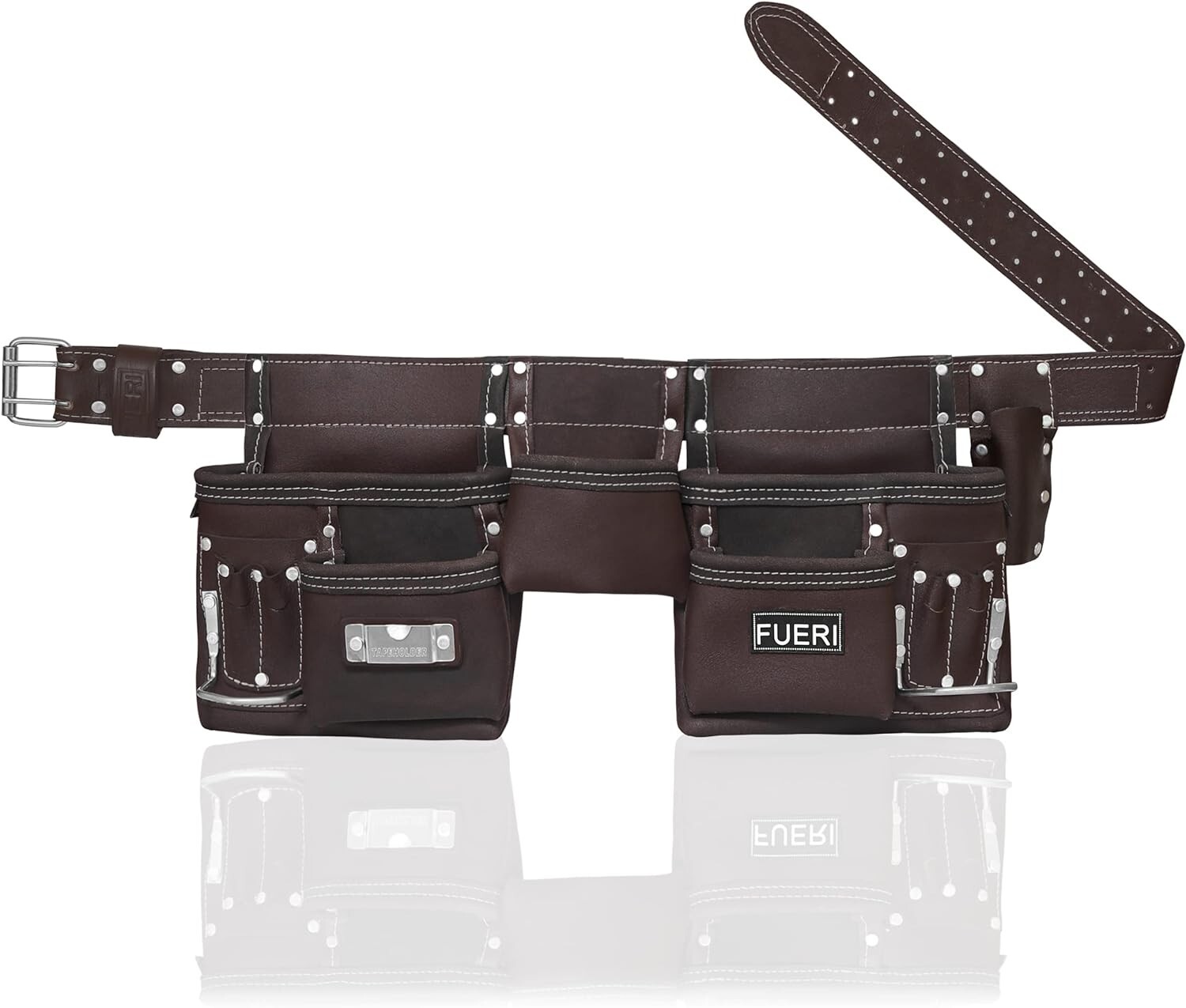 FUERI Heavy Duty Construction Tool Belt, 11 Pockets Tool Pouches with Belt