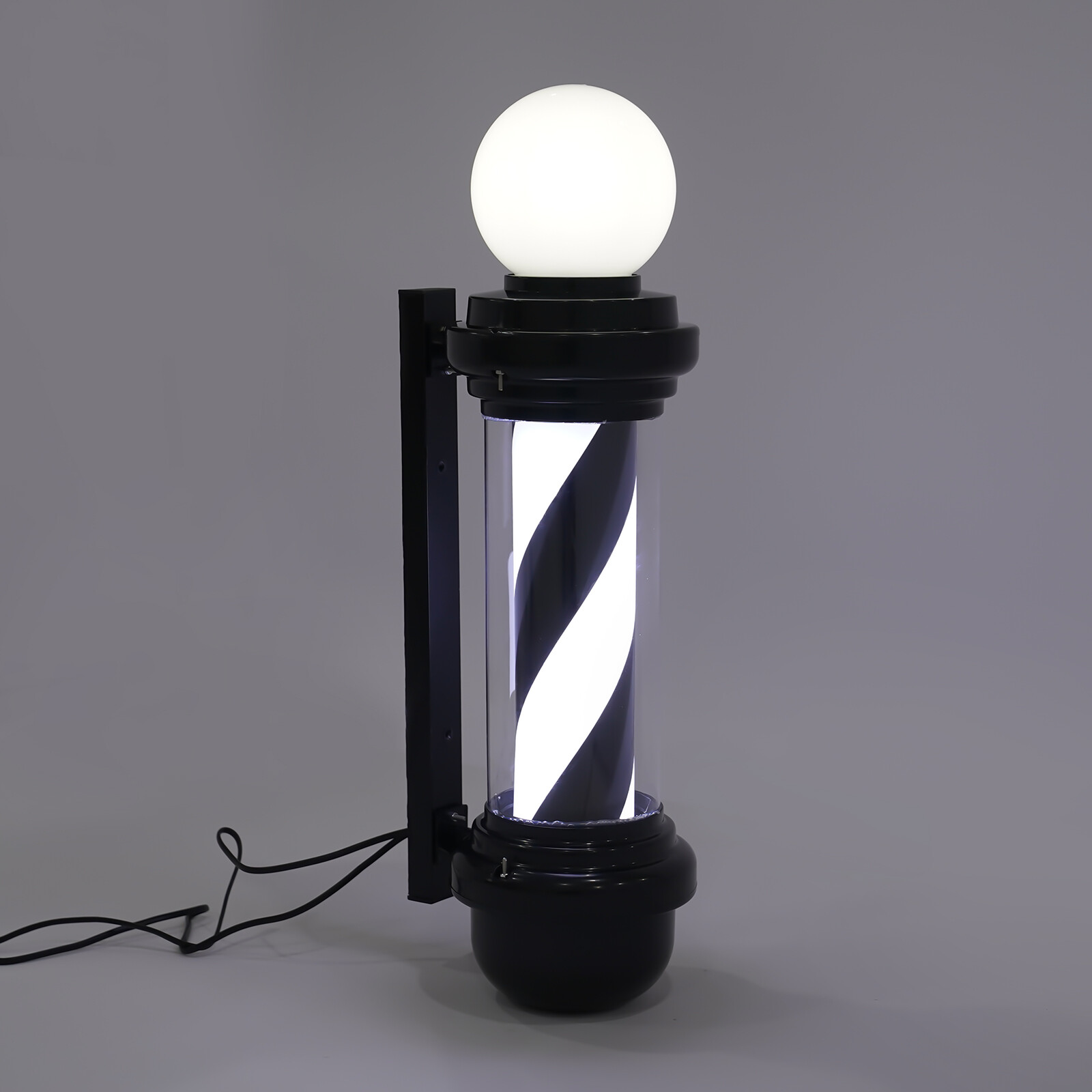 Barber Pole Red Blue White Black Stripes LED light Outdoor Rotating Wall Lamp US