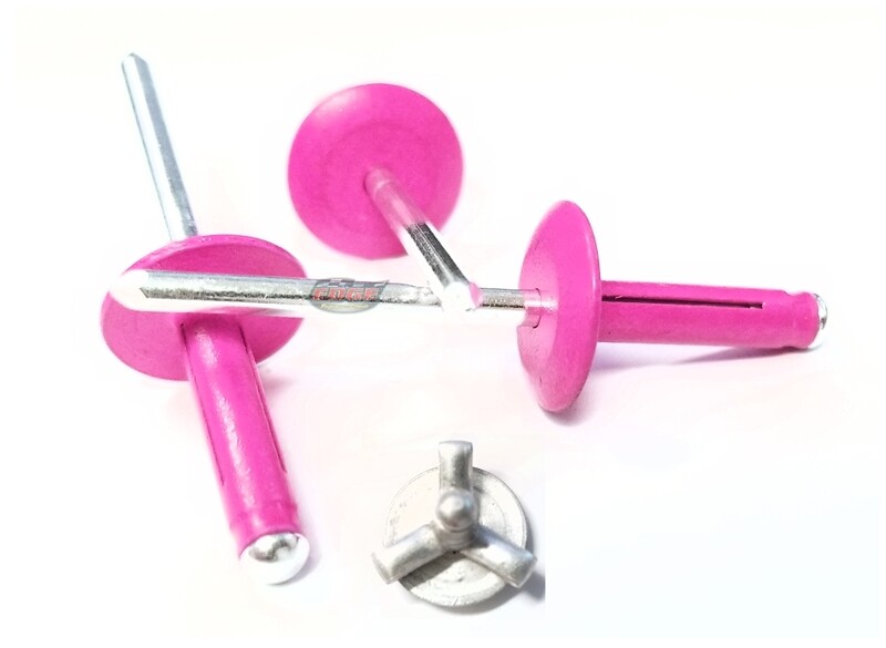 Pink 3/16" Large Head Tri-Fold Exploding Aluminum Mandrel Pop Rivets 100 pack