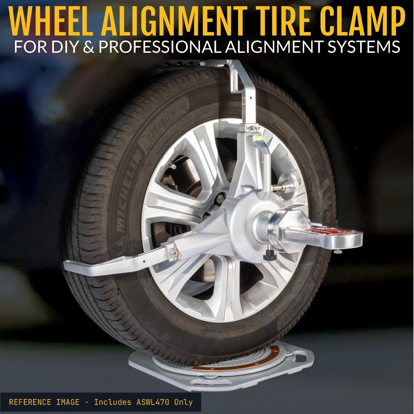 Wheel Alignment Calibration Tire Clamp w/ Magnetic Adapter Plate - 4 Pack