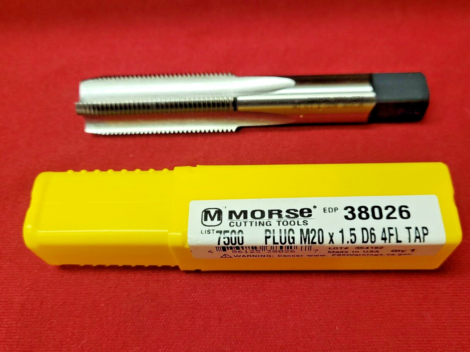 M20 X 1.5 Plug Hand Tap 20MM Morse MT3838026 RH D6 USA Metric 4 Flute