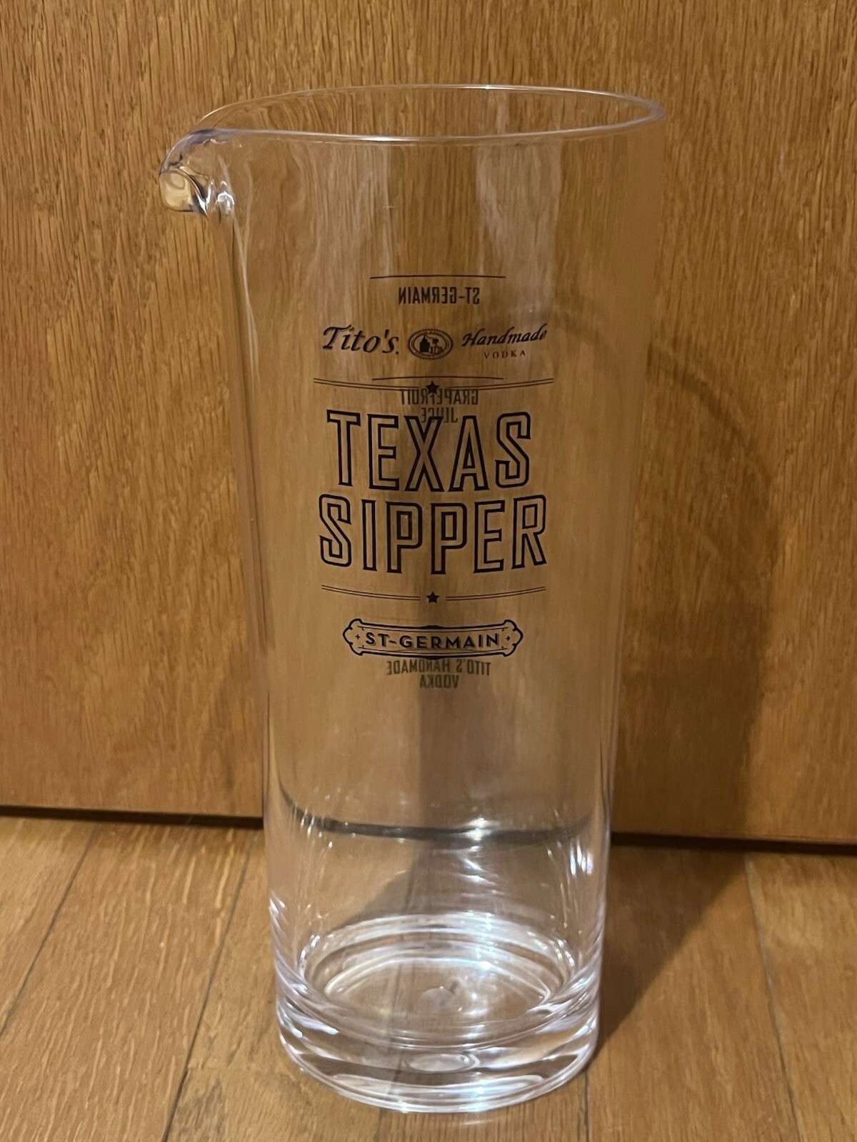 Tito’s Vodka Texas Sipper Promo Mixing Pitcher St Germain 10.5” Plastic Barware
