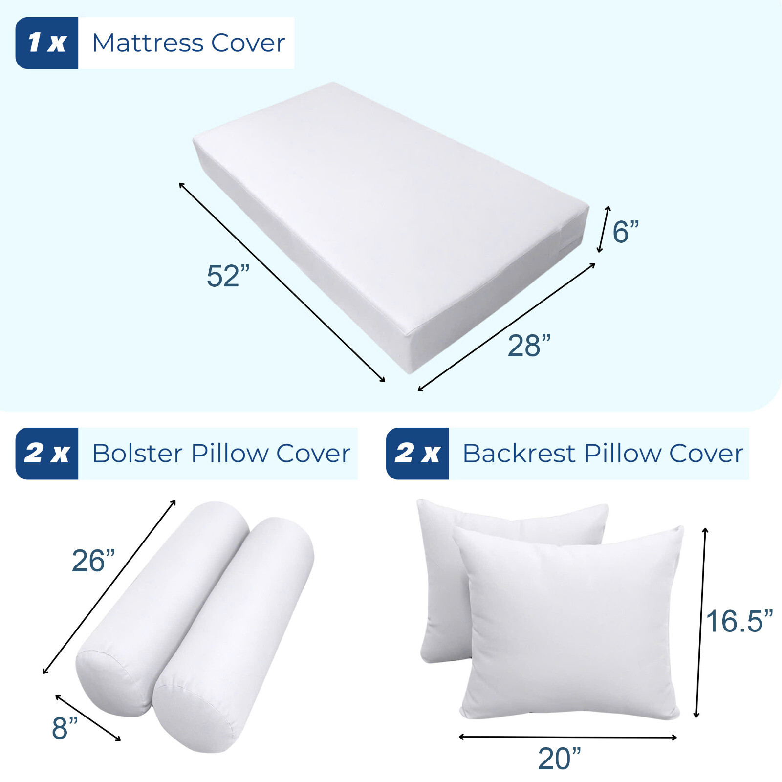 COVER ONLY STYLE 4 Mattress Pillow Daybed Porch Swing Contrast Trim Crib AD108