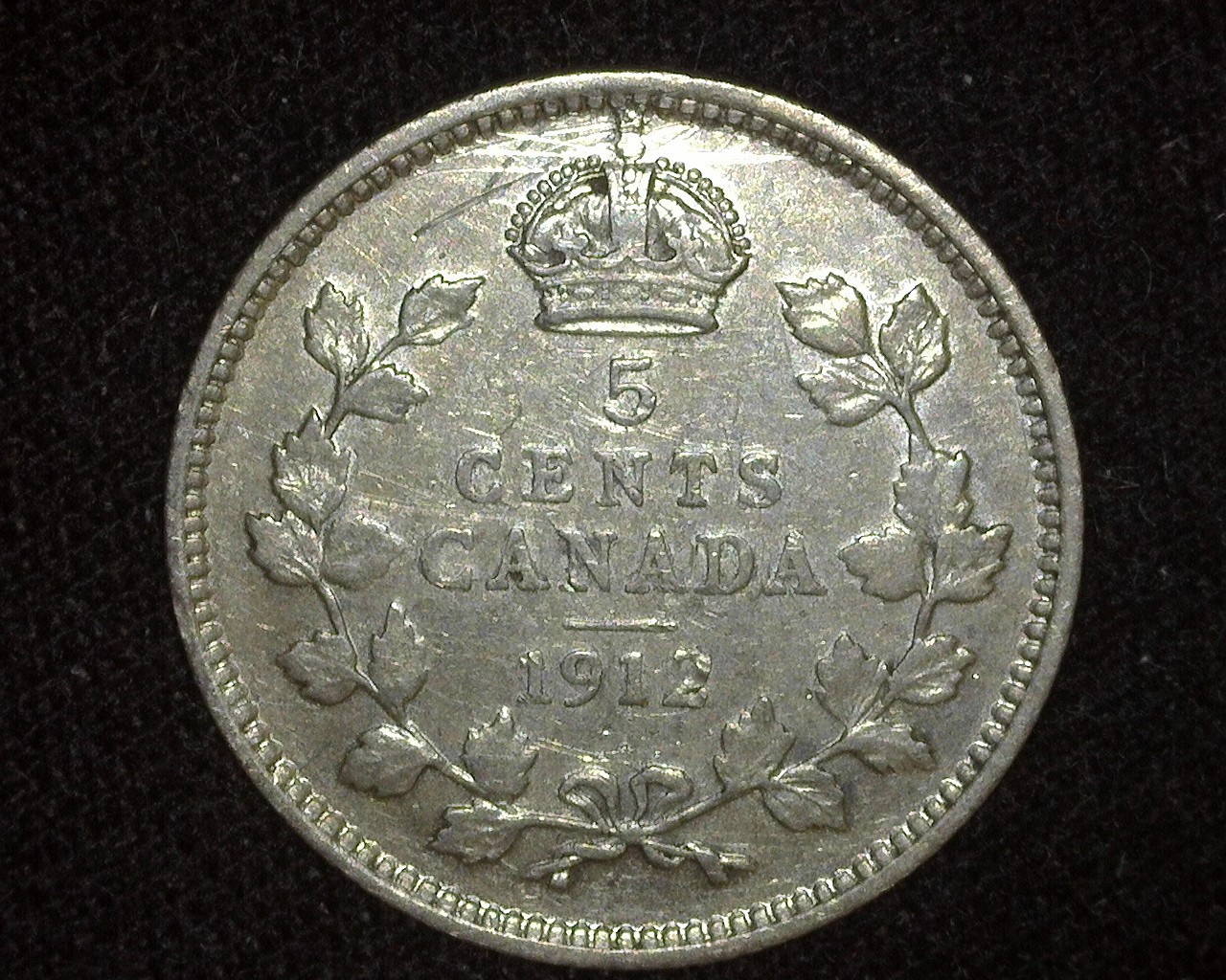 CANADA 1912 5 CENTS SILVER KM22 EXTREMELY FINE ~D45
