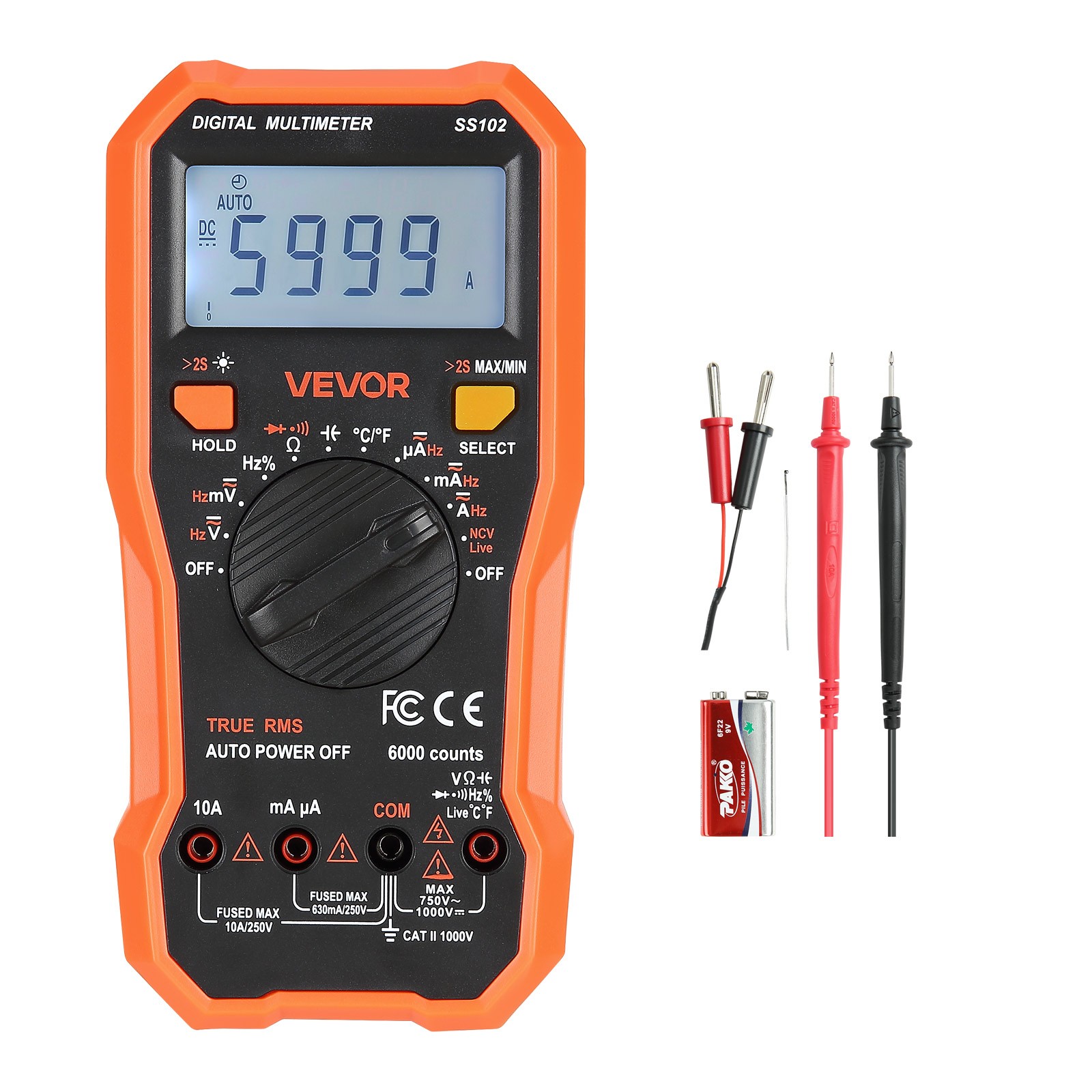 VEVOR Digital Multimeter 6000-Count TRMS Voltmeter Current Tester NCV Multimeter