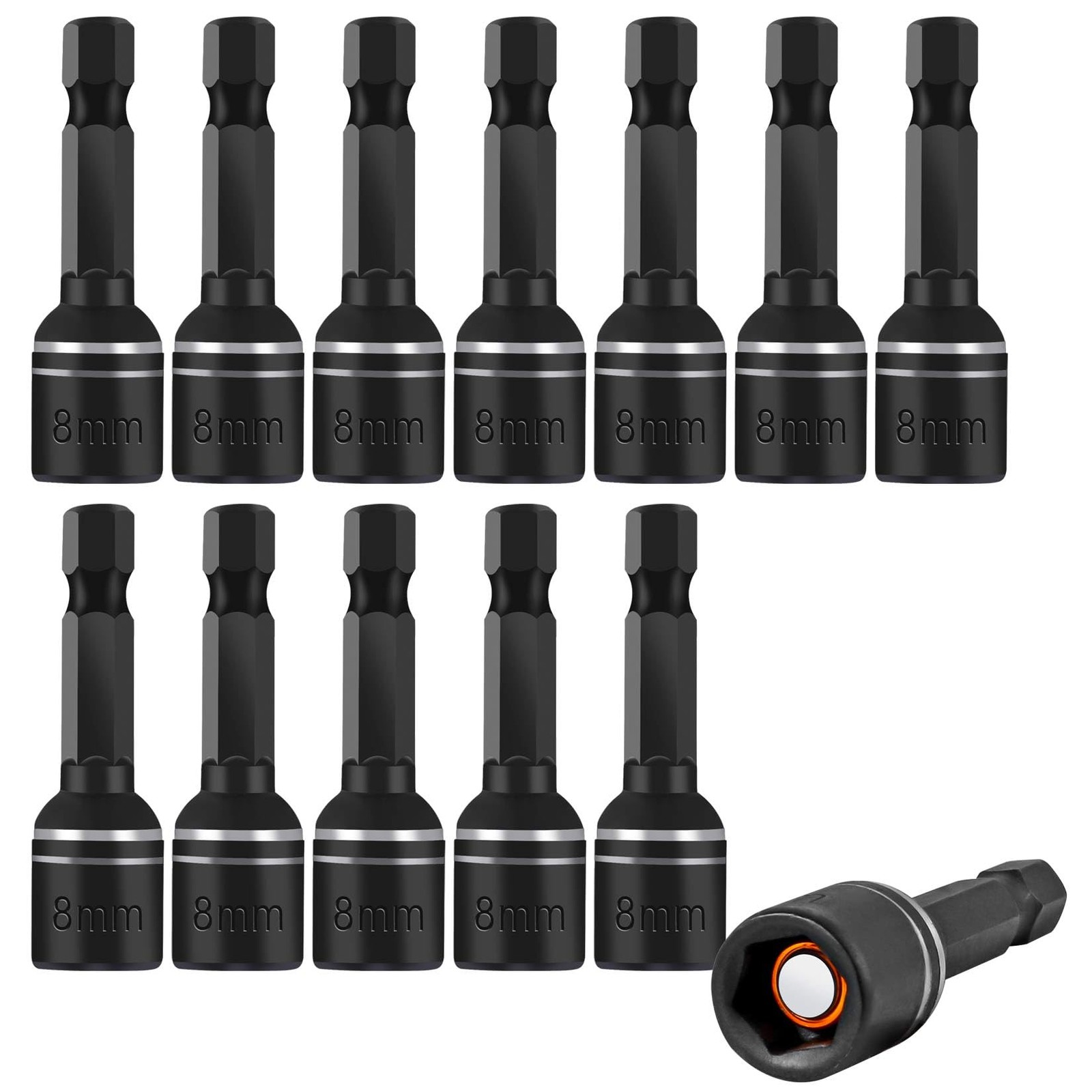 [12 Pack] Better Magnetic Force 5/16 Nut Driver Bits, 8Mm Magnetic Impact
