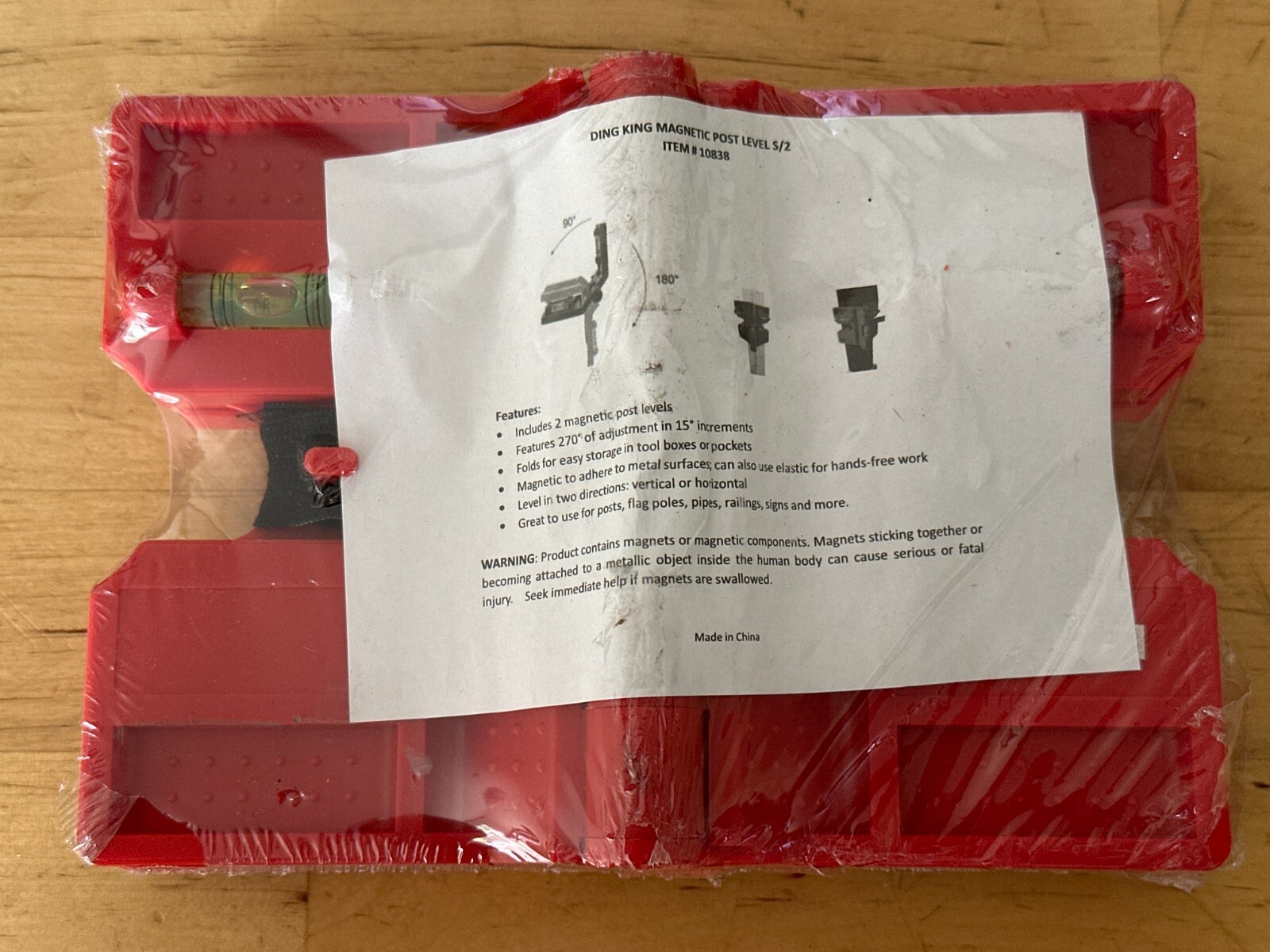 Pack of 2 Ding King Magnetic Post Level Tool Folds for Storage S/2 New 10838